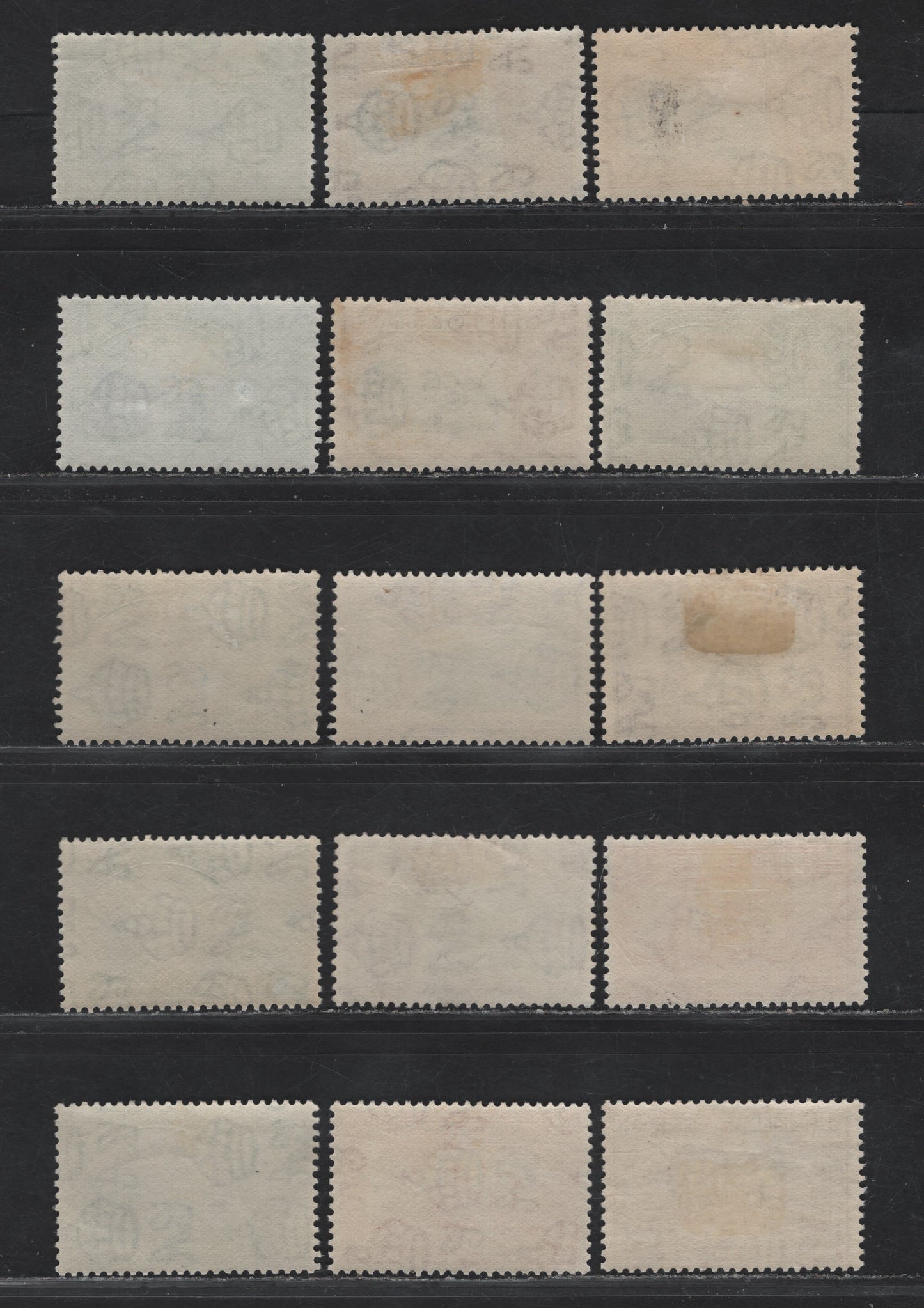 Lot 258 Trinidad & Tobago SG#246-247, 248a, 249, 249a 1c - 4c Blue & Green - Scarlet First Boca - Memorial Park, 1938-1944 KGVI Pictorial Issue, 15 VFOG Singles, Selection of 1942-1950 Printings, Various Shades, Papers & Gums