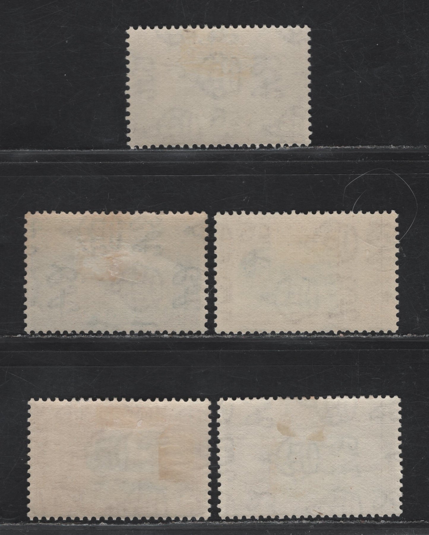 Lot 259 Trinidad & Tobago SG#247-248a, 250, 252a 2c - 12c Blue & Yellow Brown - Black & Slate Purple Imperial College - Town Hall, 1938-1944 KGVI Pictorial Issue, 5 VFOG Singles, 1938 Printing of 3c and 1940's Printings