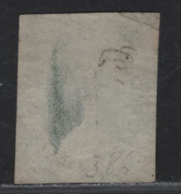 Lot 271 (C) Canada SG#9 7.5d Green Queen Victoria, 1852-1857 2nd Pence Issue, A Fair Used Imperf Single, 4 margins, Very Close At Right & Bottom, Large Margin At left, Light Target Cancel.