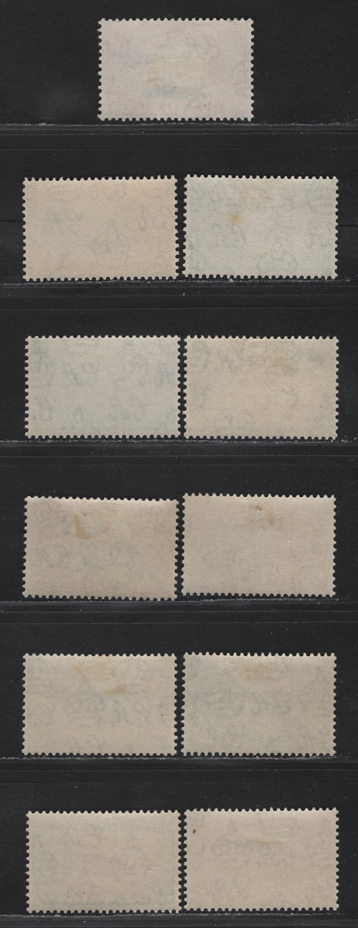 Lot 84 Cayman Islands SG#135-142, 144 1/4d - 1/- Bright Blue & Scarlet - Brown & Orange King George VI, 1950 KGVI Pictorial Issue, 11 VFOG Singles, Includes 2 Shades Of 1/4d & 1/2d, One 1/4d is NH