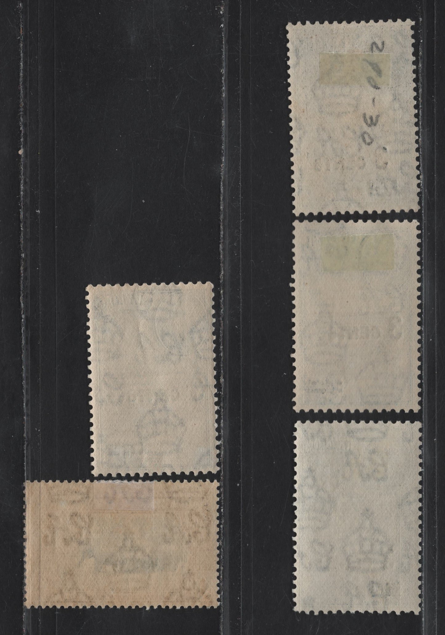 Lot 90 (C) Ceylon SG#394b, 398 50c - 3c on 20c Black & Mauve - Wild Elephants - Plucking Tea, 1938-1941 KGVI Pictorial & Surcharged Issues, 5 F/VFOG Singles, Perf 13.5 1938 Printing, Two Different Printings Of Each Surcharge