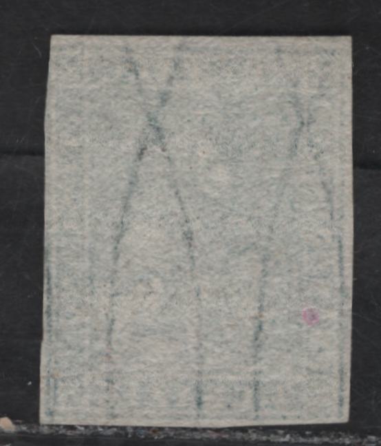 Lot 11 Tuscany SC#13 2cr Blue Lion of Tuscany, 1857-1859 Lion of Tuscany Issue, A Fine Used Imperf Single, Wmk 184, Possess Nearly All 18 Features As Belonging to The Genuine Stamp, Margins Full On 3 Sides, Just Touching At Right.