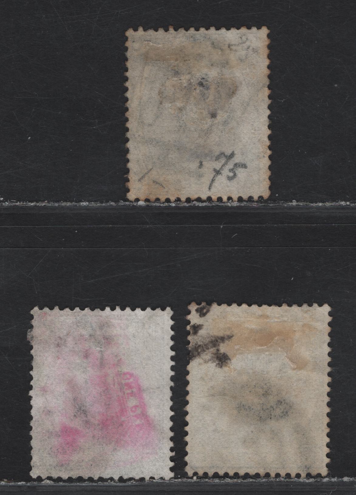 Lot 143 Great Britain SG#147 6d Gray Queen Victoria, 1873-1880 Surface Printed Issue, 3 Good/Very Good Used Singles, Plates 14-16, Large Colored Corner Letters, Plate 14 Has Some Surface Abrasions & Small Internal Crease.