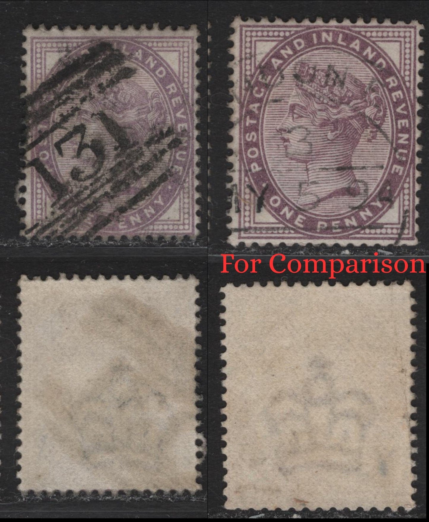 Lot 165 Great Britain SG#172a 1d Bluish Lilac Queen Victoria, 1881 Queen Victoria Issue, A Very Good Used Single, Die 2, Early 1880's Printing With Later, More Common Lilac & Deep Purple Printing Made After 1890, Heavy Glasgow Cancel.