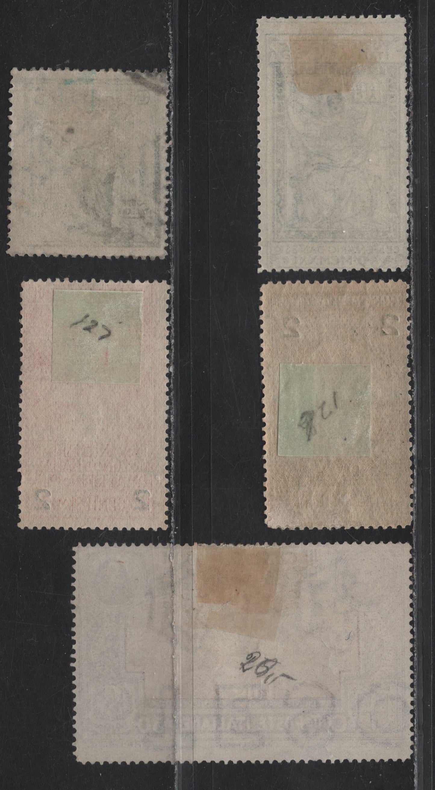 Lot 204 Italy SC#126a, 127, 134-136 2c on 5c - 50c Deep Green - Violet & Brown Orange Symbol of Valor - St Francis, 1913-1923 Surcharges - Propagation of the Faith Issue, 5 Fine Used Singles, 126a Is CTO, Same As 134 & 145, So Valued As Mint