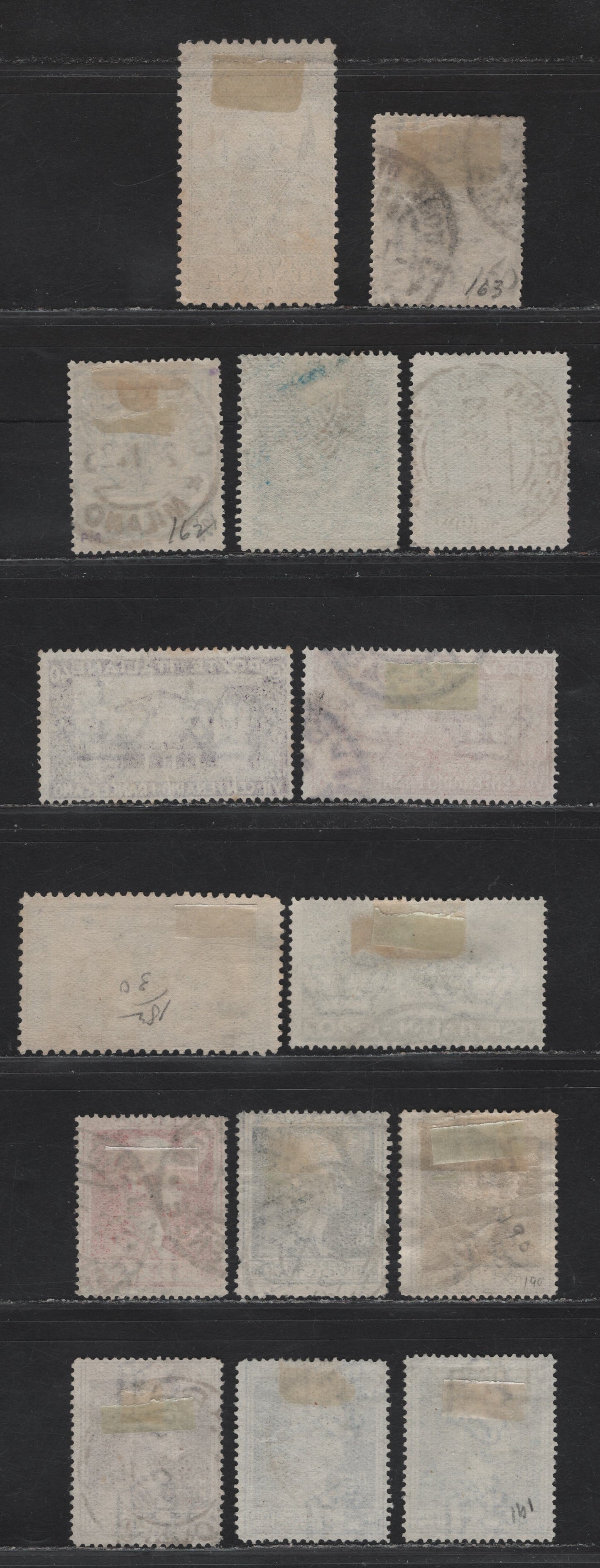 Lot 215 Italy SC#162-163, 176a, 177-180, 182, 188-191 1l - 1.25l Blue - Ultramarine Wreath of Victory - Alessandro Volta, 1923-1927 March on Rome - Alessandro Volta Issues, 15 Very Good/Fine Used Singles, Some Shade Variations, #162 Has A Corner Crease