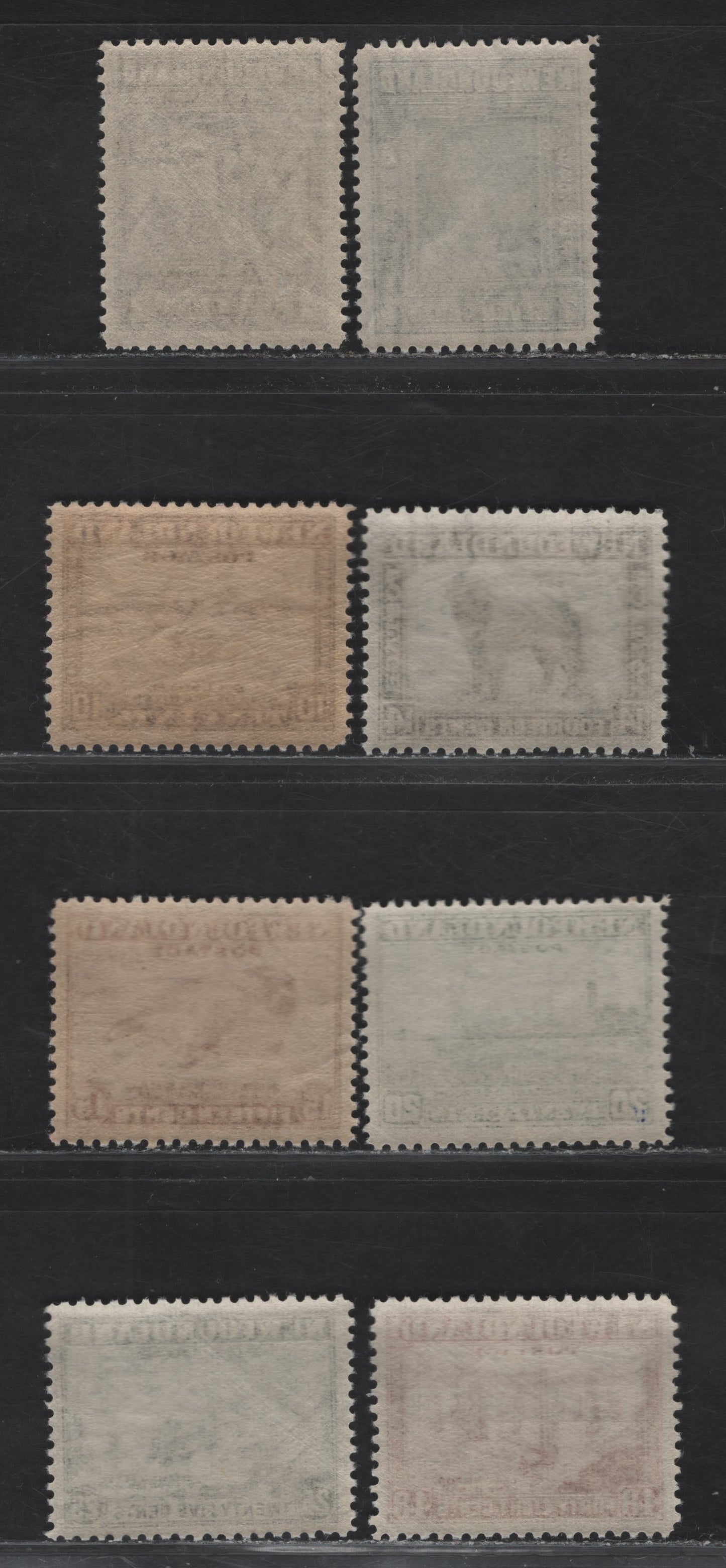 Lot 176 (C) Newfoundland #253, 258, 260-263, 265-266 1c - 48c Gray Black - Red Brown Codfish - Fishing Fleet, 1941-1944 Re-Issued Waterlow Printing Issue, 8 VFNH Singles, Perf 12.5