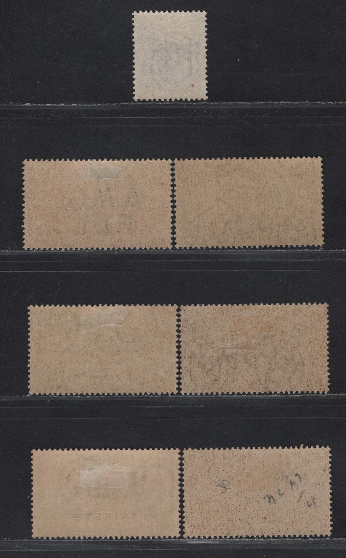 Lot 247 Italy - Trieste SC#C1-C4, C17-C18, 53 20l - 25l Dark Red Violet - Brown Overprinted - Staff of Aesculapius, 1950-1948 Trieste Fair - Airmail Issues, 7 F/VFOG Singles