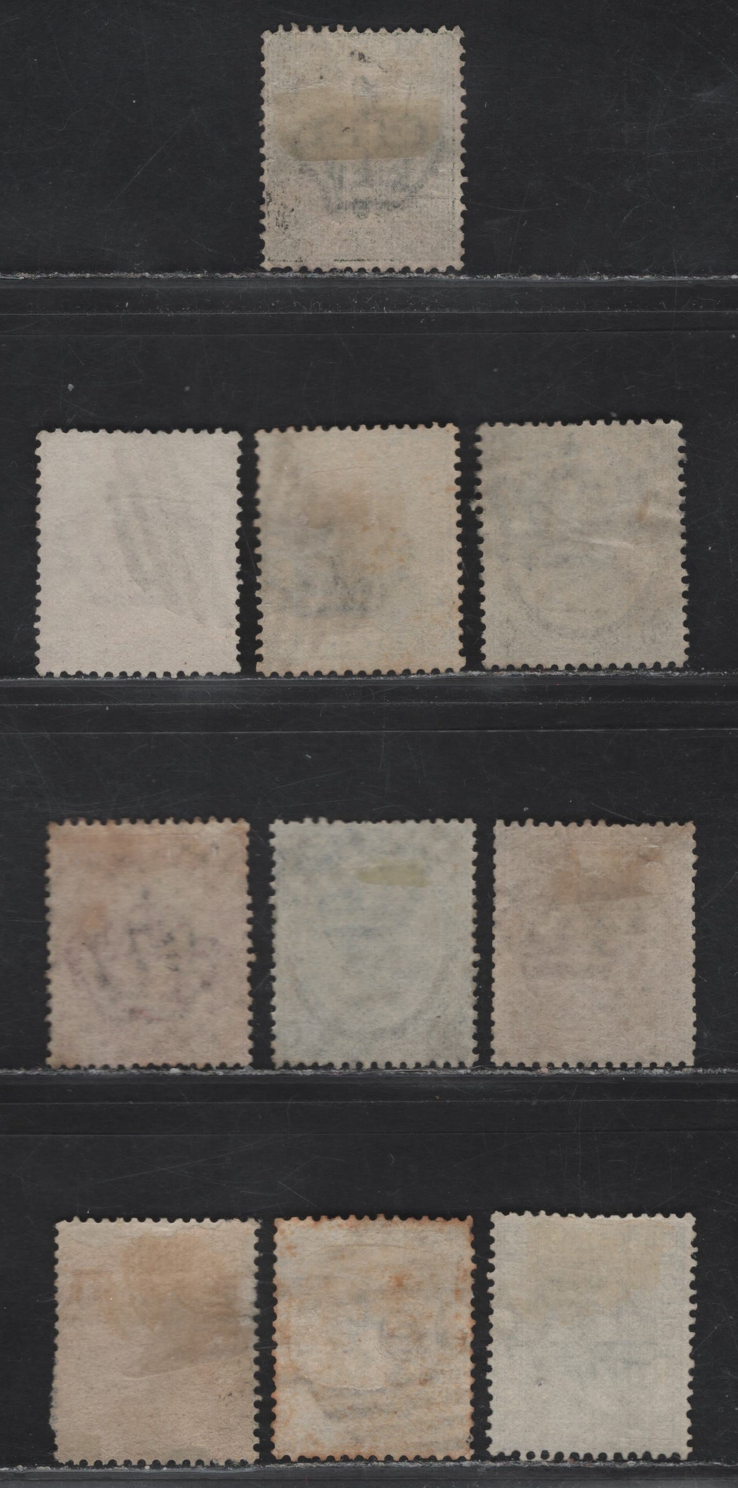 Lot 247 Italy SC#24, 27, 30-31, 34, 35-avar, 36 1c - 20c Gray Green - Orange Victore Emmanuel II, 1863-1877 Victore Emmanuel II Surface Printed Issue, 8 Fine/Very Fine Used Singles, All Very Well Centered, 20c Blue Has Inverted Wmk