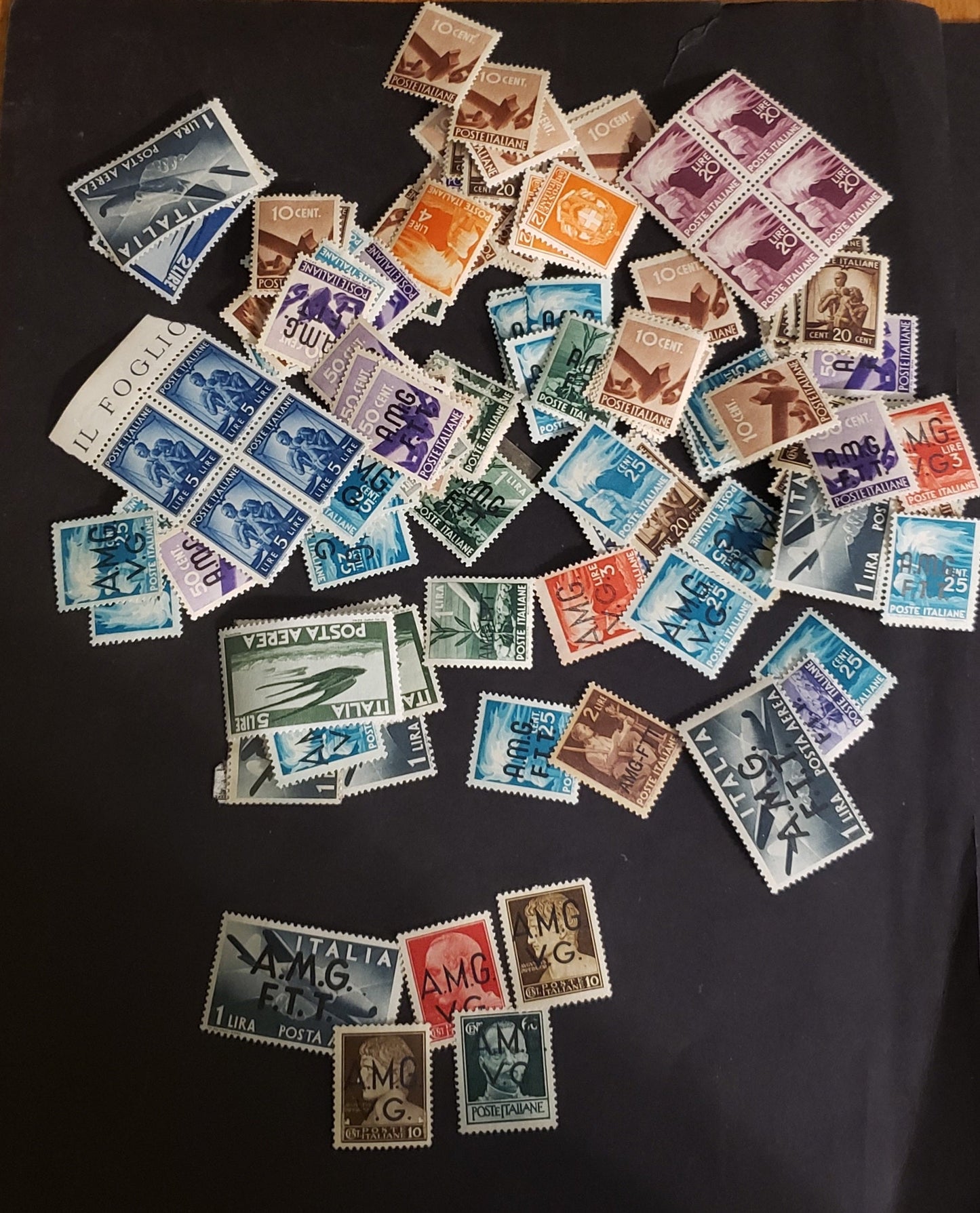 Lot 296 Italy 1945-1947 Reconstruction Definitive Issue, 100-125 Fine& VF OG & NH Singles In a Small Glassine Envelope, Unchecked For Plate Flaws & Shades, Ideal For Further Study, Also Includes Italian Social Republic & AMG Overprints