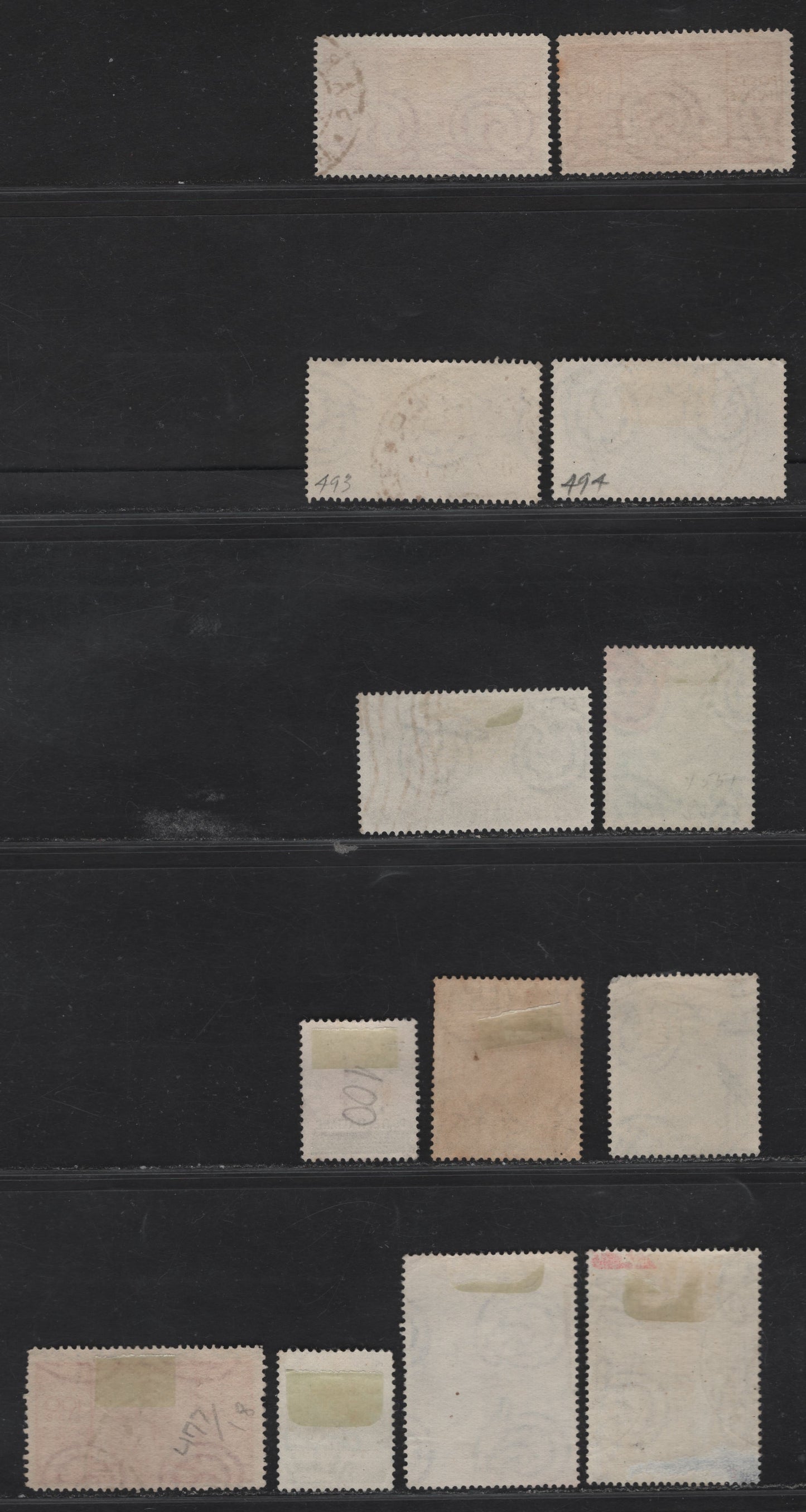 Lot 299 Italy SC#461-462, 477-478a, 493-494, 528-529, 540, 535, 533 1.2L on 20c - 100L Crimson-Brown Logia dei Merccanti - Muratori, 1945-1950 Surcharges - Muratori Issue, 13 Fine & VF Used Singles Including Both Perfs Of 100L, Plus Shades