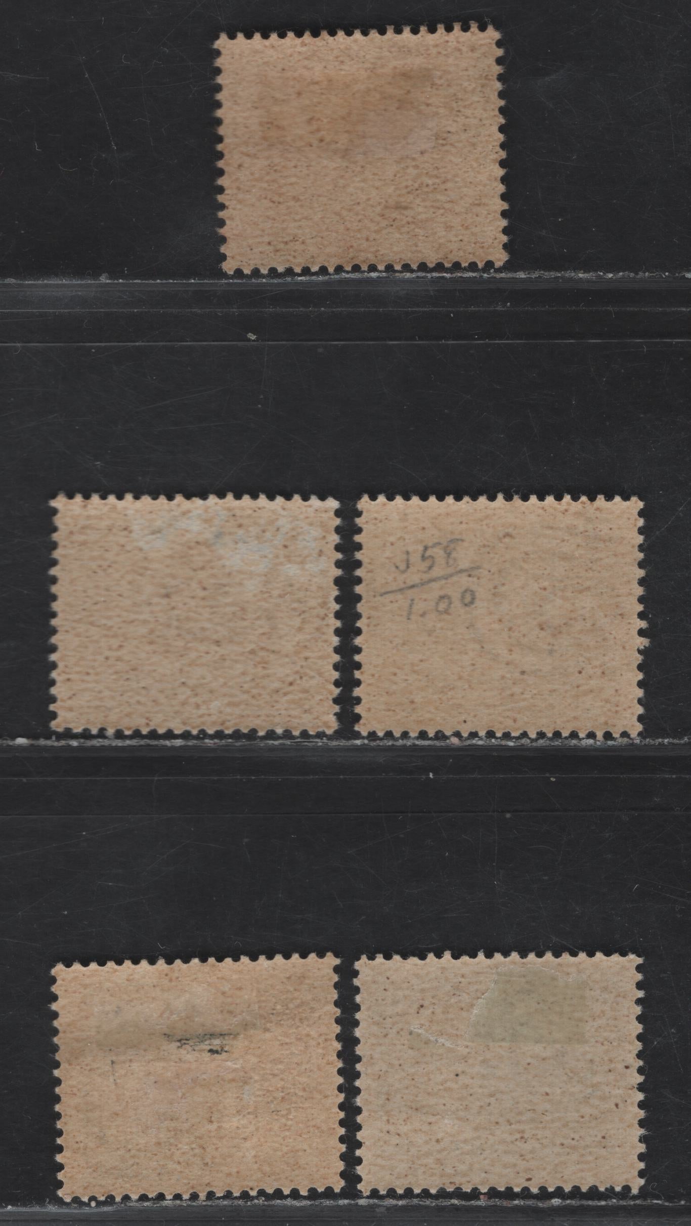 Lot 321 Italy SC#J54-J56, J58-J59 10c - 60c Dark Blue - Blue Black Coat of Arms, 1945-1946 Postage Due Issue, 5 F/VFOG Singles, Winged Wheel Wmk