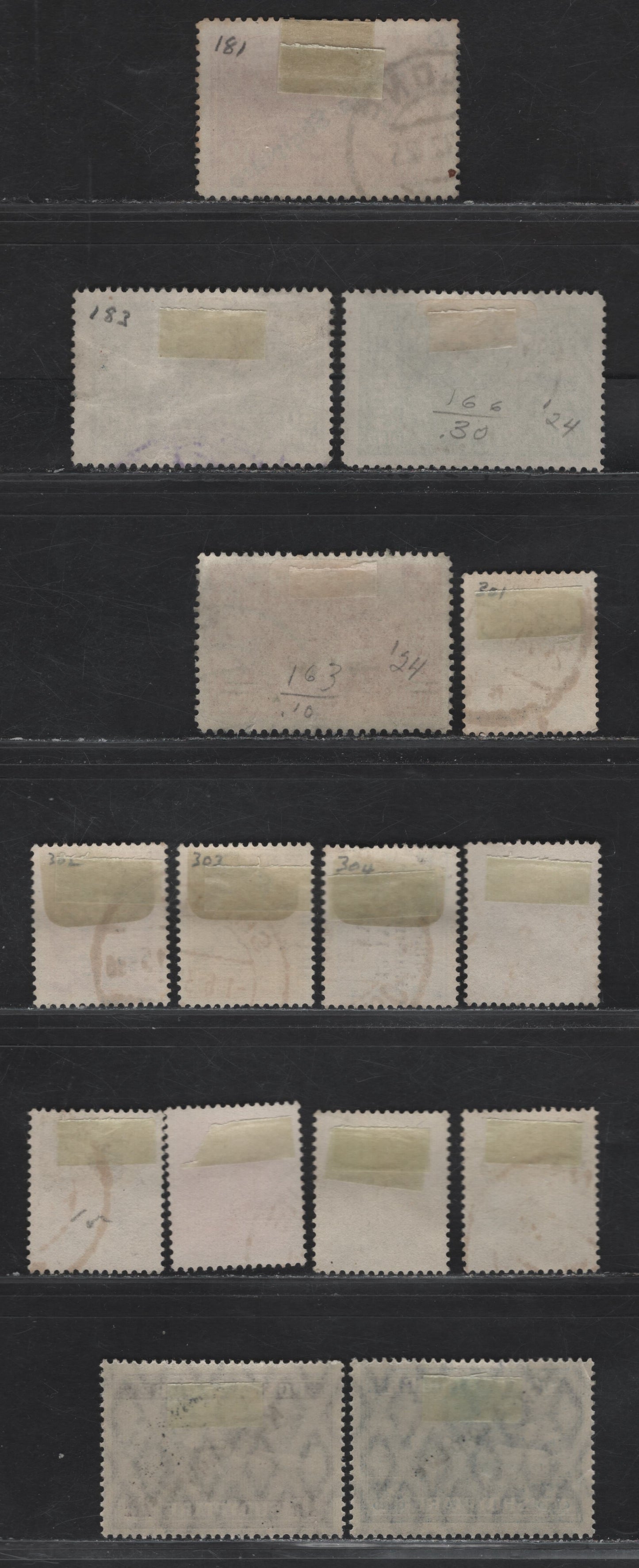 Lot 372 Albania SC#163, 166, 181, 183, 301-304, 313-317, C10, C12 1q on 2q-1fr Orange-Dark Violet & Black Gjirokaster-Aircraft, 1924-1927 Surcharge-Republic Overprinted Airmails, 15 Fine & VF Used Singles