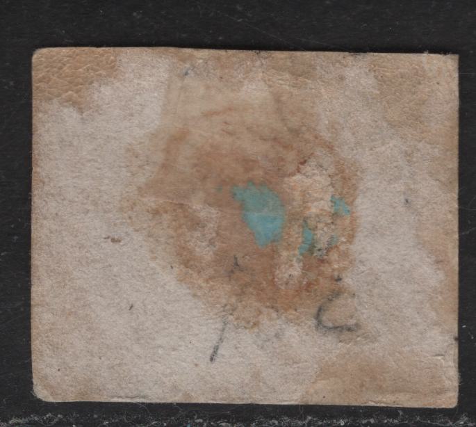 Lot 61 Roman States SC#16 20c Black Papal Arms, 1852 Imperf Arms Issue, A Very Fine Used Imperf Single, Unglazed Copper Red Paper, Showing Horizontal Dividing Line Broken At Right, But Continuous At Lower Left.