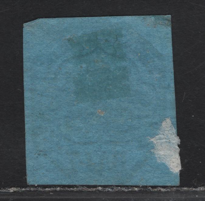 Lot 71 Roman States SC#8 7b Black on Blue Papal Arms, 1852 Imperf Arms Issue, A Fine Used Single, Three Large Margins & 1 Close Margins At Base, Has All 10 Characteristics Of The Genune Stamp