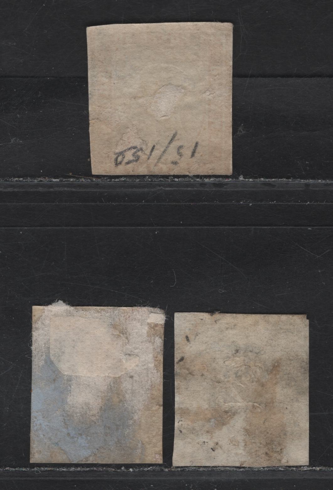Lot 73 Sardinia SC#11a, 14, P2 10c - 2c Ochre - Gray Black Victor Emmanuel II - Numeral, 1855-1863 Victor Emmanuel II & Newspaper Issue, 3 Ungraded Used Singles, Generally Sound, But No Margins To Speak Of OnAny Of These Three Stamps