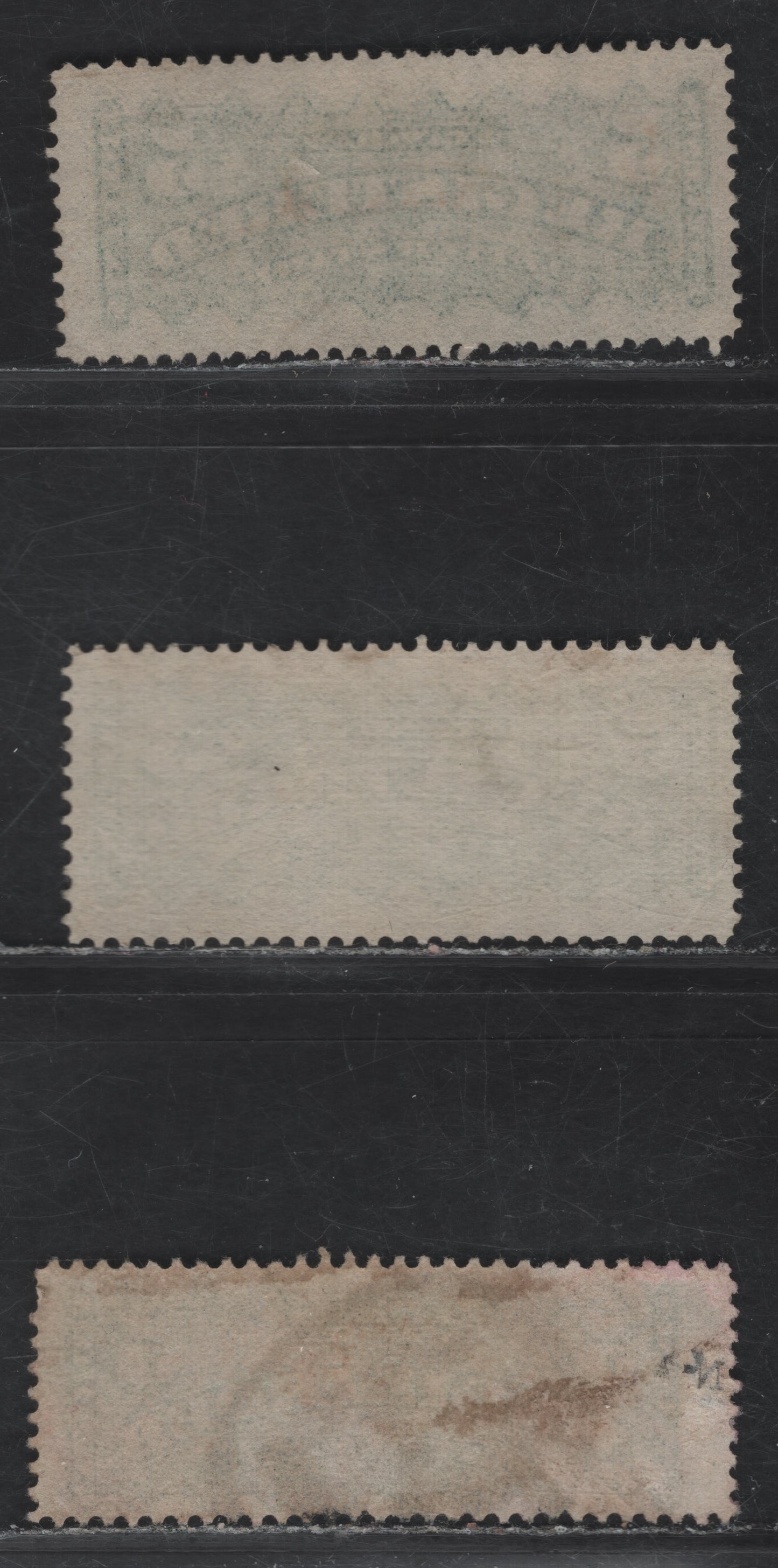 Lot 162 (C) Canada #F2, F2b, F2i 5c Dark Green, Yellow Green & Green Registered, 1875-1896 Registration Issue, 3 Very Good/Fine Used Singles, Late Montreal, Montreal Gazette & 2nd Ottawa Printings, Papers LM-O (Perf 12), MG-D (12.75) & 2O-U (12)