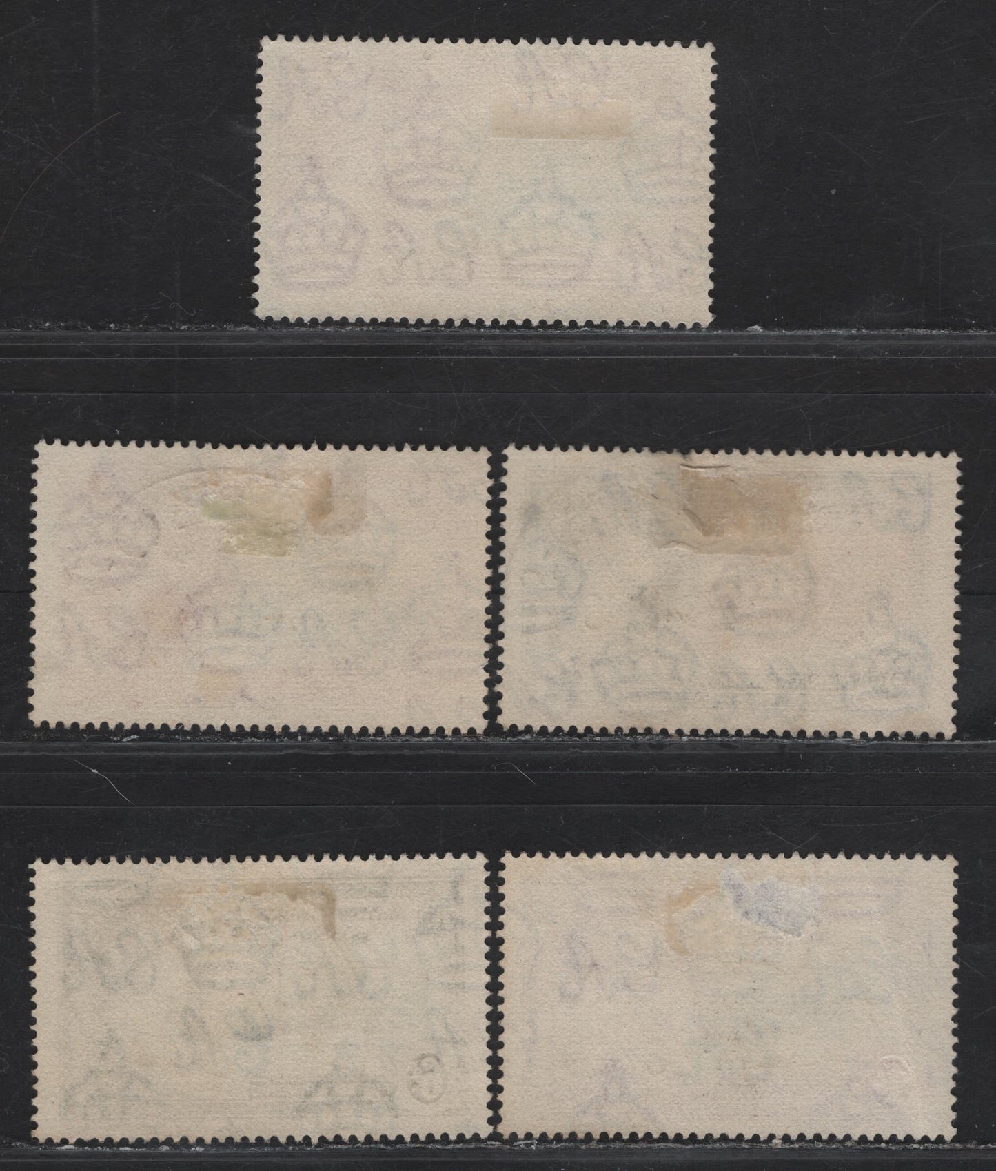 Lot 271 (C) British Solomon Islands SG#53-56 1.5d - 1/- Deep Gray Blue & Carmine - Slate & Bright Reddish Purple Windsor Castle, 1935 Silver Jubilee Issue, 5 Very Fine Used Singles, Used Set, 2 Shades Of The 1.5d