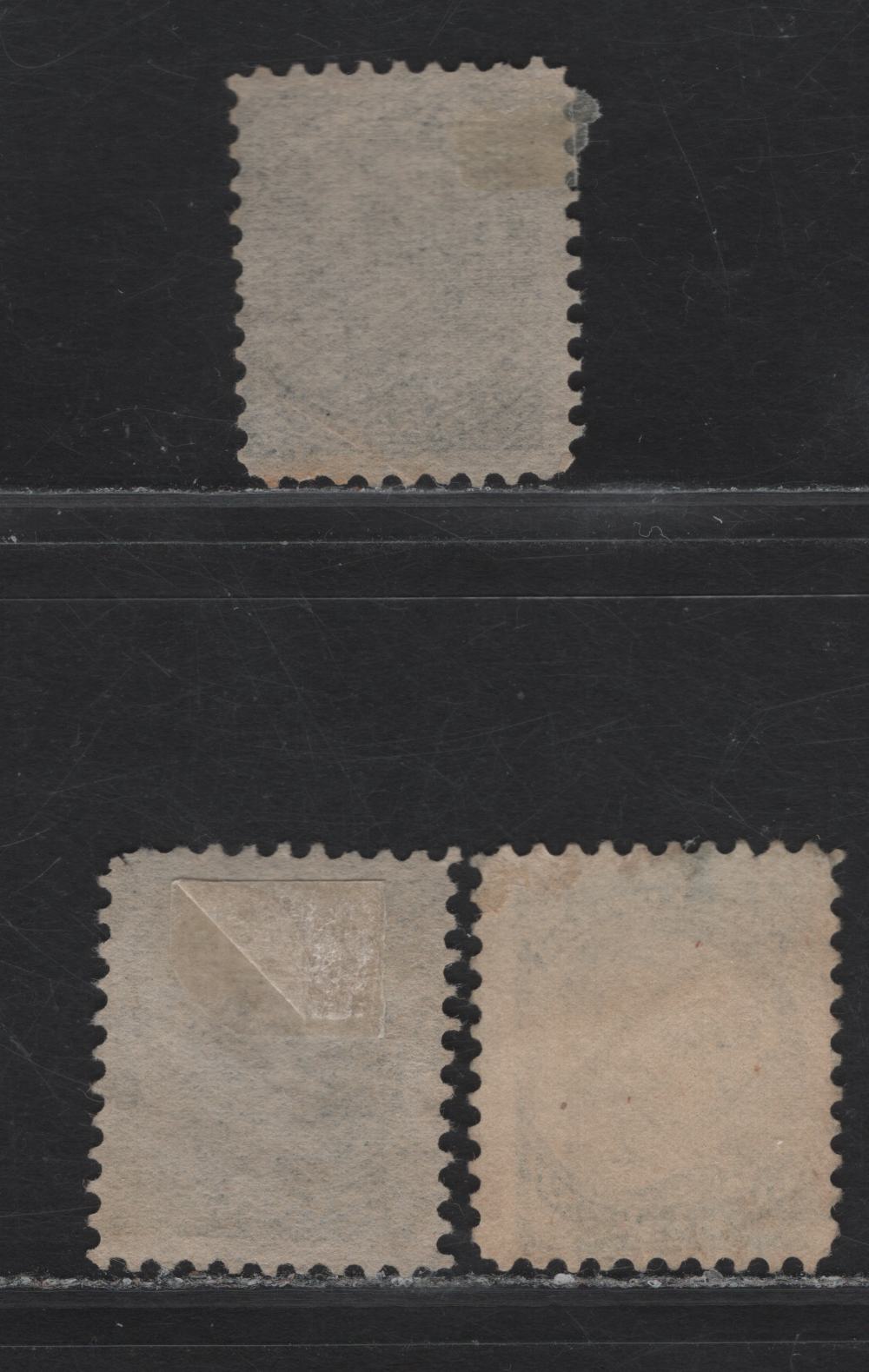 Lot 6 (C) Canada #34, 34i 1/2c Black & Gray Black Queen Victoria, 1870-1893 Small Queen Issue, 3 Good/Fine Used Singles, Papers 2O-MM, 2O-I & 2O-NN, Perfs 12x12.1 (Black) & 12 (Black & Gray Black)
