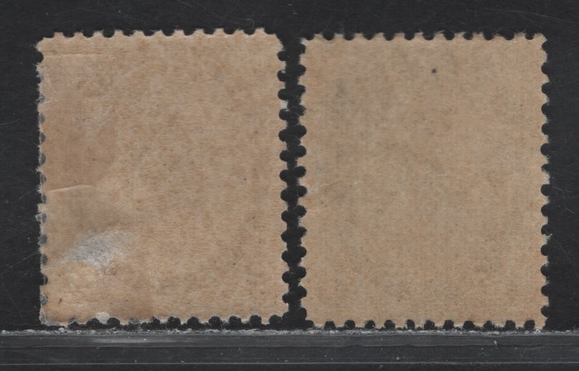 Lot 117 (C) Canada #74, 76 1/2c - 2c Gray Black - Purple Violet Queen Victoria, 1898-1902 Numeral Issue, 2 VFOG Singles, Papers ABN-KK & ABN-BB, Perfs 11.9x12 & 12