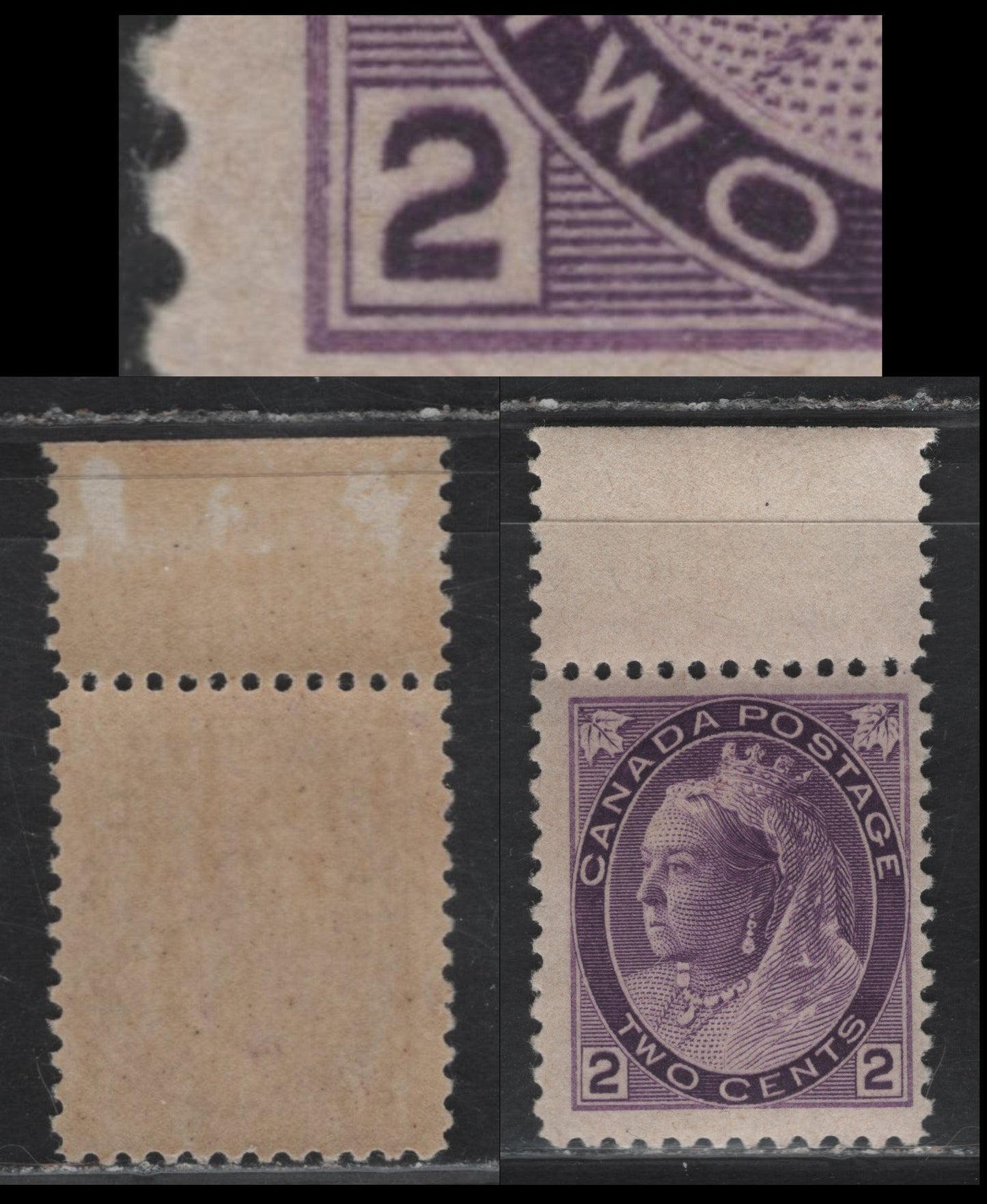 Lot 126 (C) Canada #76 2c Purple Queen Victoria, 1898-1902 Numeral Issue, A FNH Single, Paper ABN-A, Perf 12.1x11.9, Showing Partial Slip Print Doubling Of Left '2'.