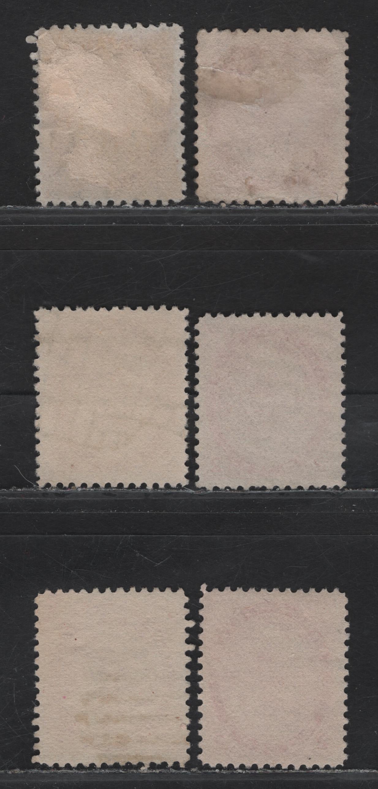 Lot 134 (C) Canada #77 2c Carmine Rose Queen Victoria, 1898-1902 Numeral Issue, 6 Very Fine Used Singles, Different Papers & Perfs