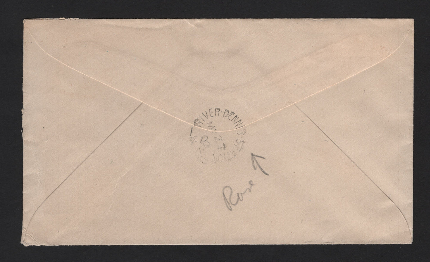 Lot 147 (C) Canada #77 2c Carmine, 1898-1902 Queen Victoria Numeral Issue, A Used Single On Cover Fake North Sydney 1902 Paquet Post To Cape Breton(Numeral Issue). B.S River Dennis Station Spit Ring, Broken Circle