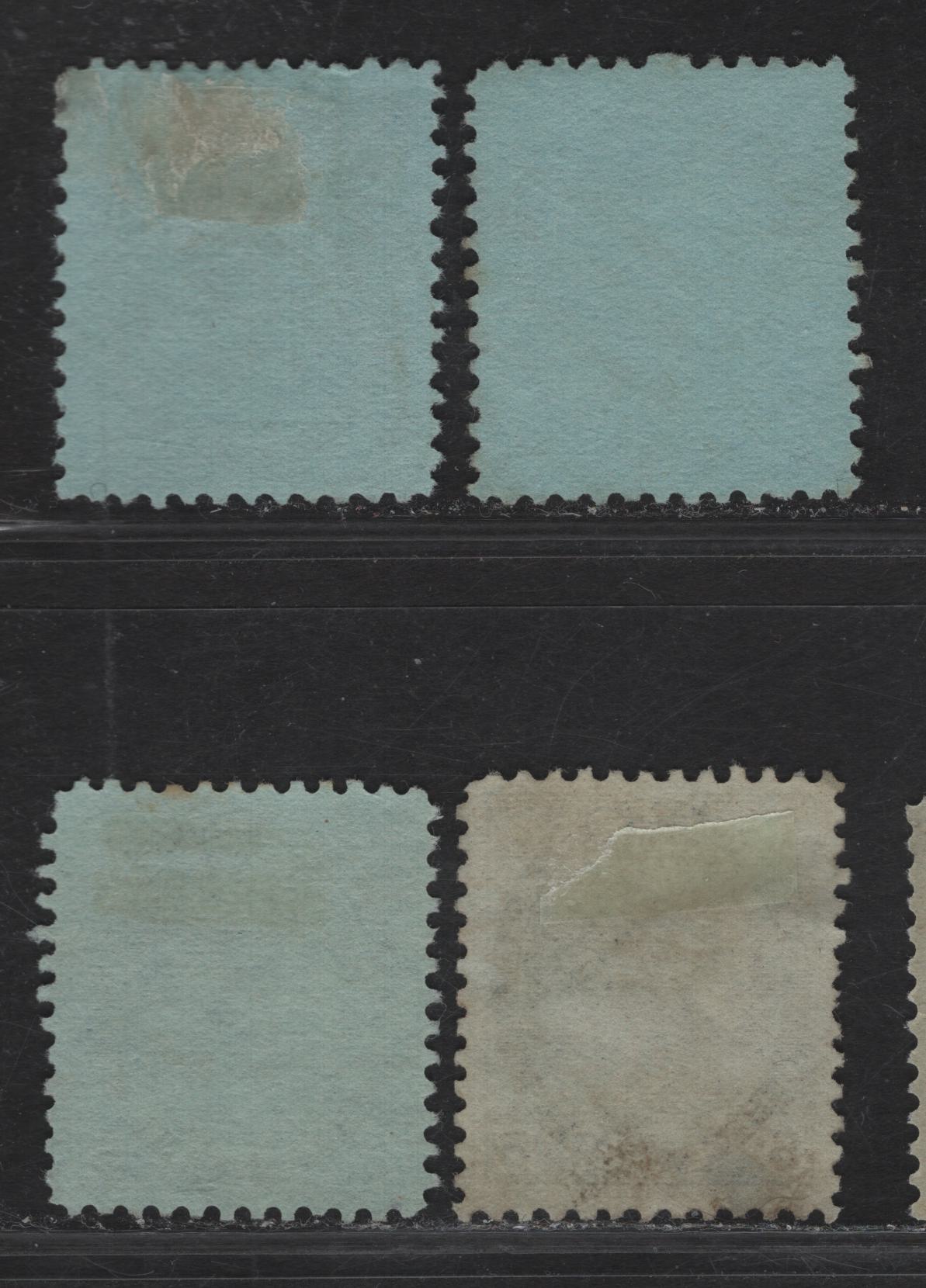 Lot 156 (C) Canada #79, 79b 5c Blue, Deep Blue, Deep Bright Blue, Indigo Blue, 1898-1902 Queen Victoria Numeral Issue, 4 Very Fine Used Singles On Papers ABN-FF And ABN-SS, Perf 12x11.9, 11.9, 12.1x12