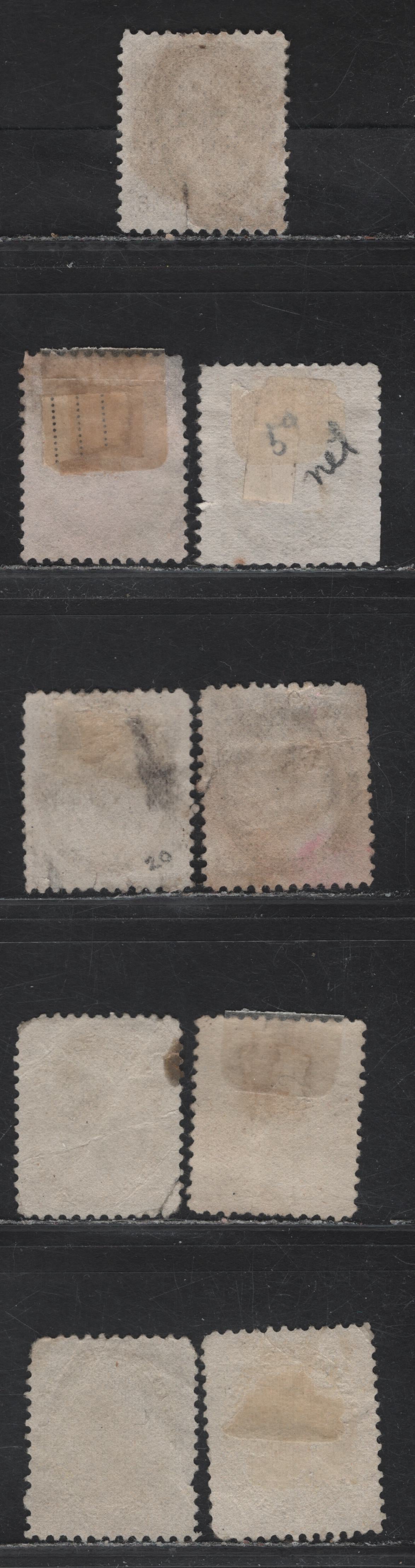 Lot 159 (C) Canada #80, 80xx, 81 6c Brown, Dark Yellow Brown, Deep Yellow Brown, 7c Olive Brown, 1898-1902 Queen Victoria Numeral Issue, 9 Ungraded Singles Study Lot Consisting Of Mainly Faulty Examples On Various Paper Types, Unchecked As To Perfs