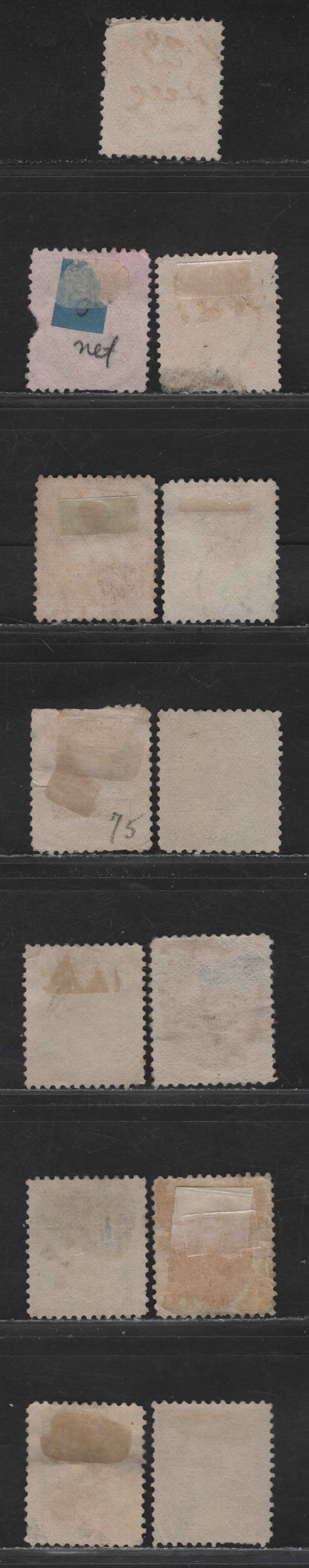 Lot 171 (C) Canada #82, 83, 83i 8c - 10c Pale Orange - Reddish Brown Purple Queen Victoria, 1898-1902 Numeral Issue, 13 Ungraded Used Singles, Various Papers Unchecked For Perfs, All With Small to Moderate Faults