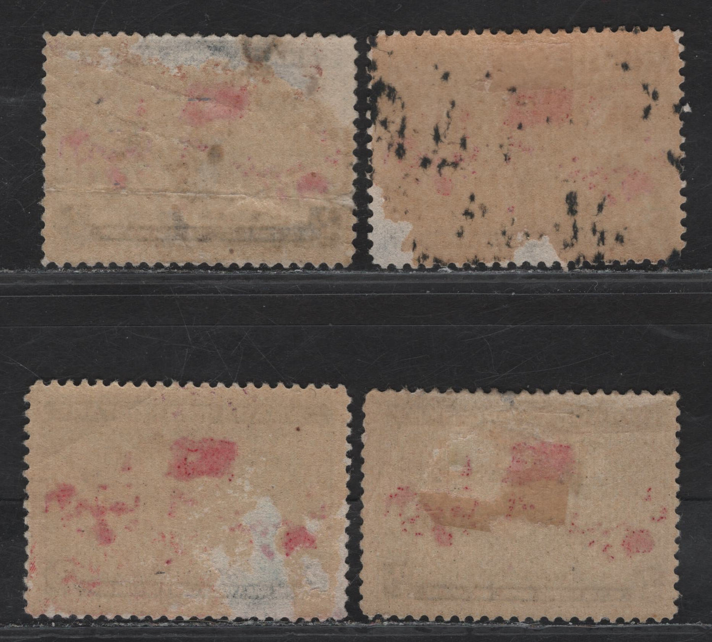 Lot 185 (C) Canada #85, 86, 86b 2c Lavender, Aniline Red & Black - Greenish Blue/Light Prussian Blue & Aniline Red/Deep Aniline Red Mercator's Projection, 1898 Imperial Penny Postage Issue, 4 Ungraded Used Singles