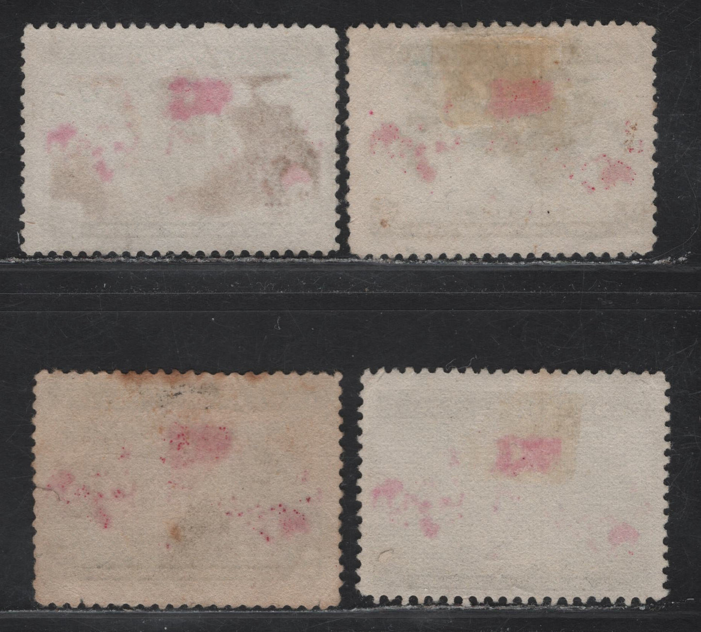 Lot 188 (C) Canada #85, 85i, 86, 86b 2c Lavender, Aniline Red & Black - Light Prussian Blue, Aniline Red & Black Mercator's Projection, 1898 Imperial Penny Postage Issue, 4 Good/Very Good/Fine Used Singles, All With Muddy Oceans