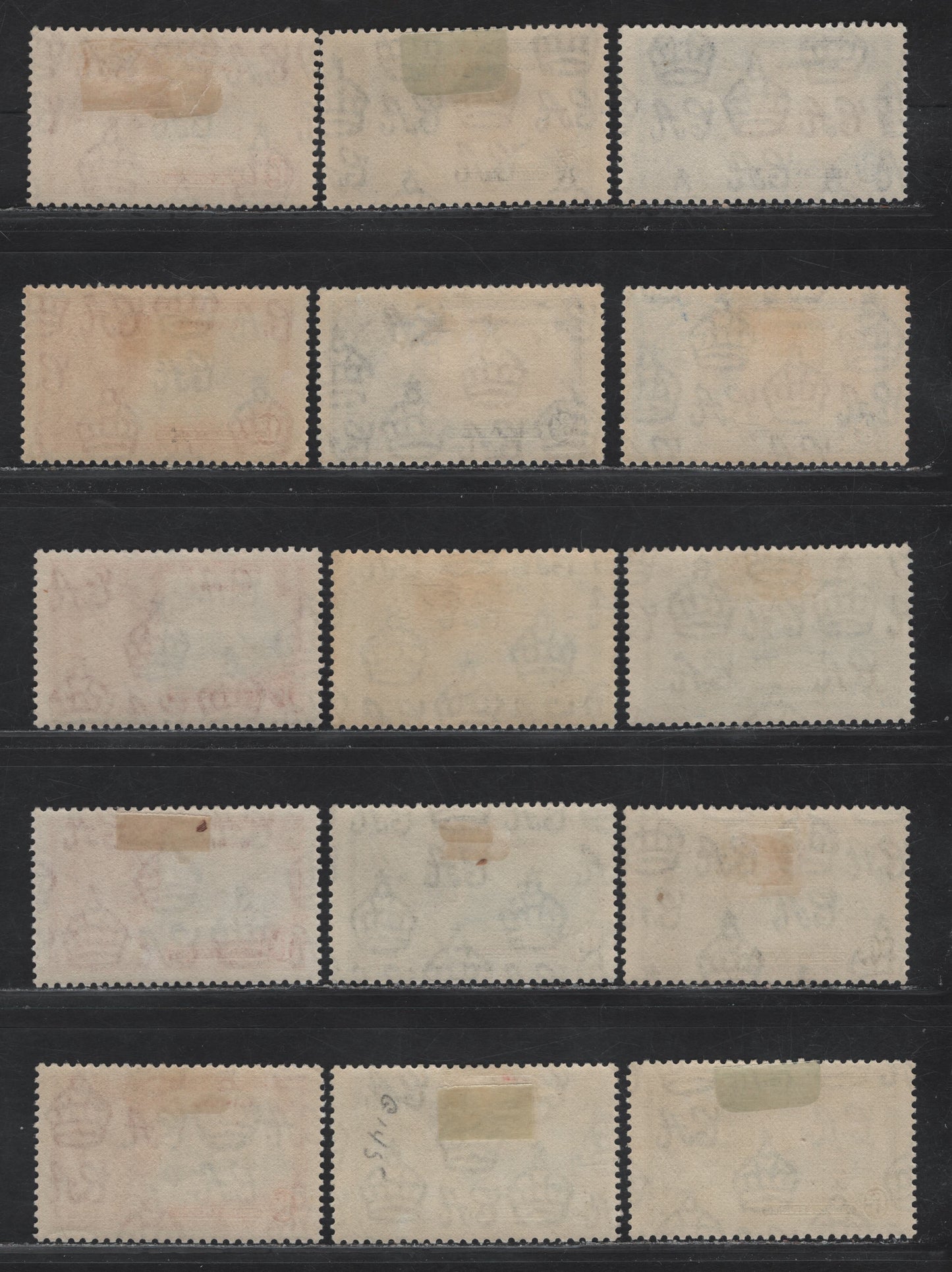 Lot 269 Gambia SG#143-145 1/2d - 6d Deep Dull Blue & Scarlet - Light Blue & Olive Green KGV & Windsor Castle, 1935 Silver Jubilee Issue, 15 VFOG Singles, Shade Low Showing Subtle Variations In Frame & Vignette Shades