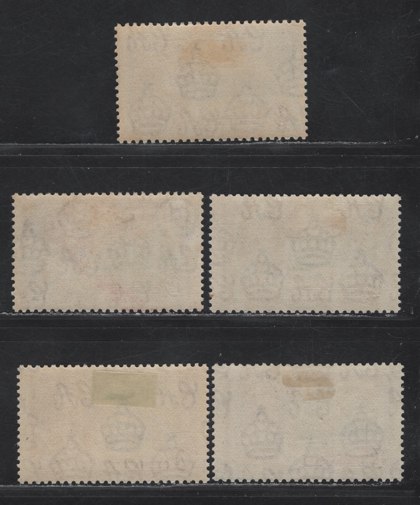 Lot 270 Gambia SG#146 1/- Slate & Purple/Light Purple KGV & Windsor Castle, 1935 Silver Jubilee Issue, 5 F/VFOG Singles, Shade Low Showing Subtle Variations In Frame & Vignette Plate Shades