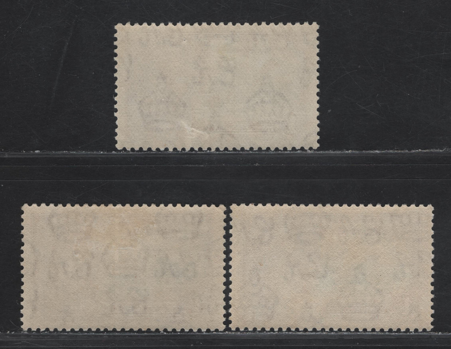 Lot 282 Gibraltar SG#117 1/- Slate & Rose Purple KGV & Windsor Castle, 1935 Silver Jubilee Issue, 3 VFOG Singles, Shade Lot Showing A Different Combination Of Frame & Vignette Shades