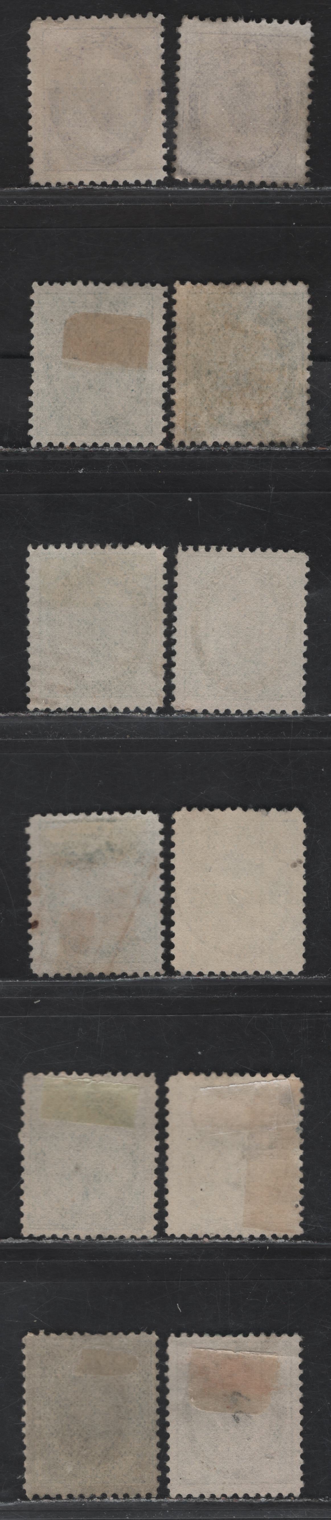 Lot 97 Canada #66-68 1/2c - 2c Black - Violet Queen Victoria, 1897-1898 Maple Leaf Issue, 12 Fine Used Singles, Various Papers, Perfs & Design Sizes