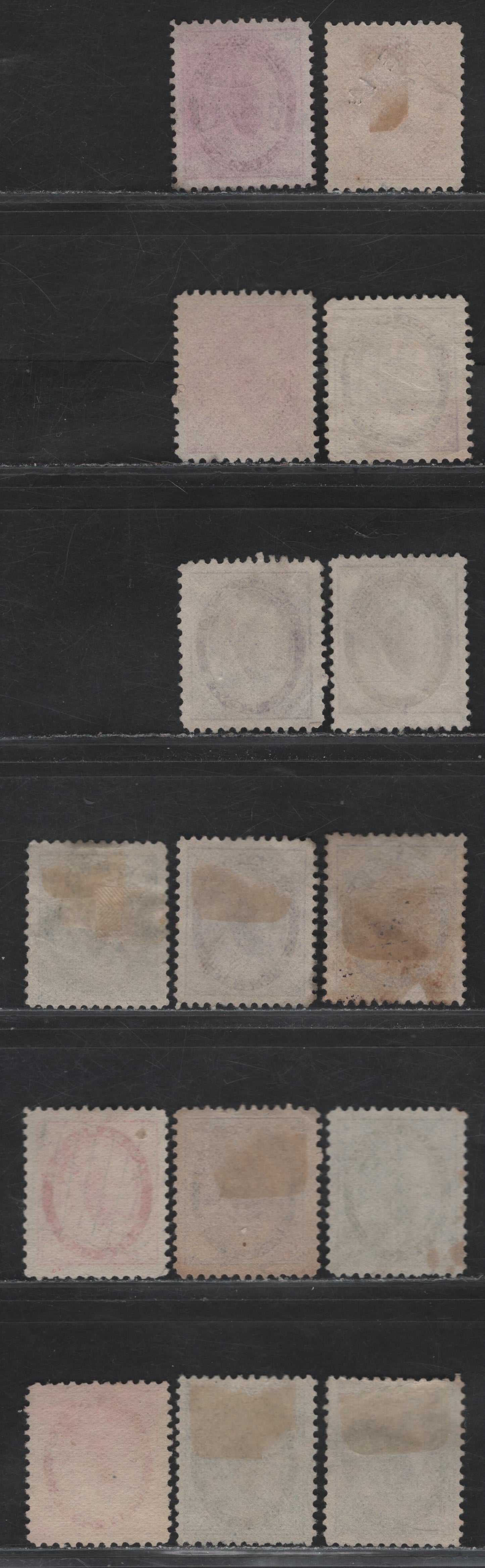 Lot 98 (C) Canada #67-69 1c - 3c Blue Green - Deep Carmine Rose Queen Victoria, 1897-1898 Maple Leaf Issue, 15 Very Fine Used Singles, Various Papers With Different Perfs & Design Sizes