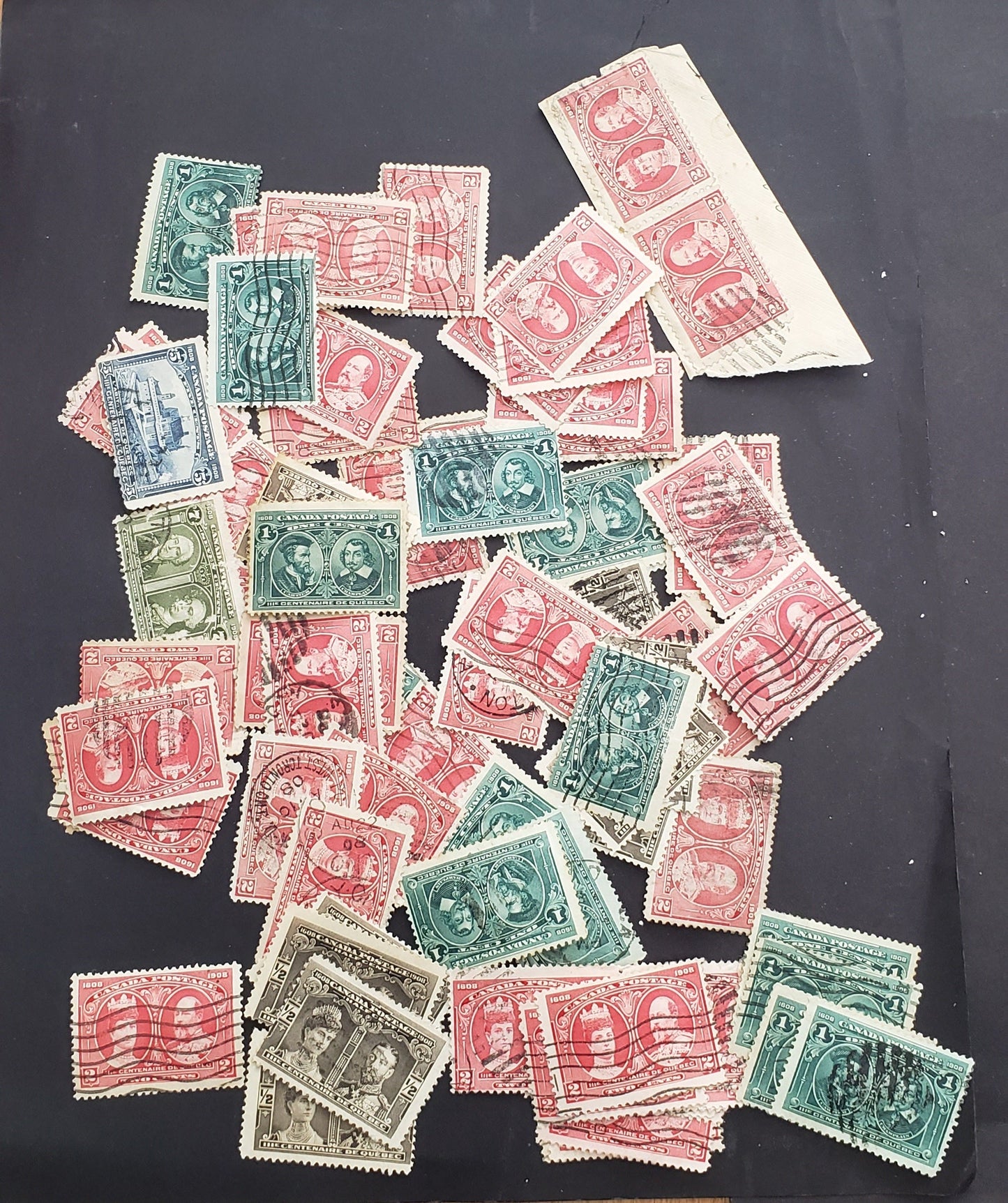 Lot 106 (C) Canada #96-100 1/2c - 7c Brown Black - Olive Green Prince & Princess of Wales - Montcalm & Wolfe, 1908 Quebec Tercentenary Issue, 77 Ungraded Used Singles, Unchecked As to Paper Type, Shade Or Perfs