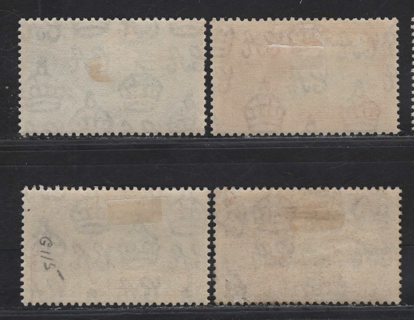 Lot 143 Jamaica SG#114-117 1c - 1/- Deep Gray Blue & Scarlet - Slate & Purple KGV & Windsor Castle, 1935 Silver Jubilee Issue, 4 VFOG Singles, Basic Mint Hinged Stamp