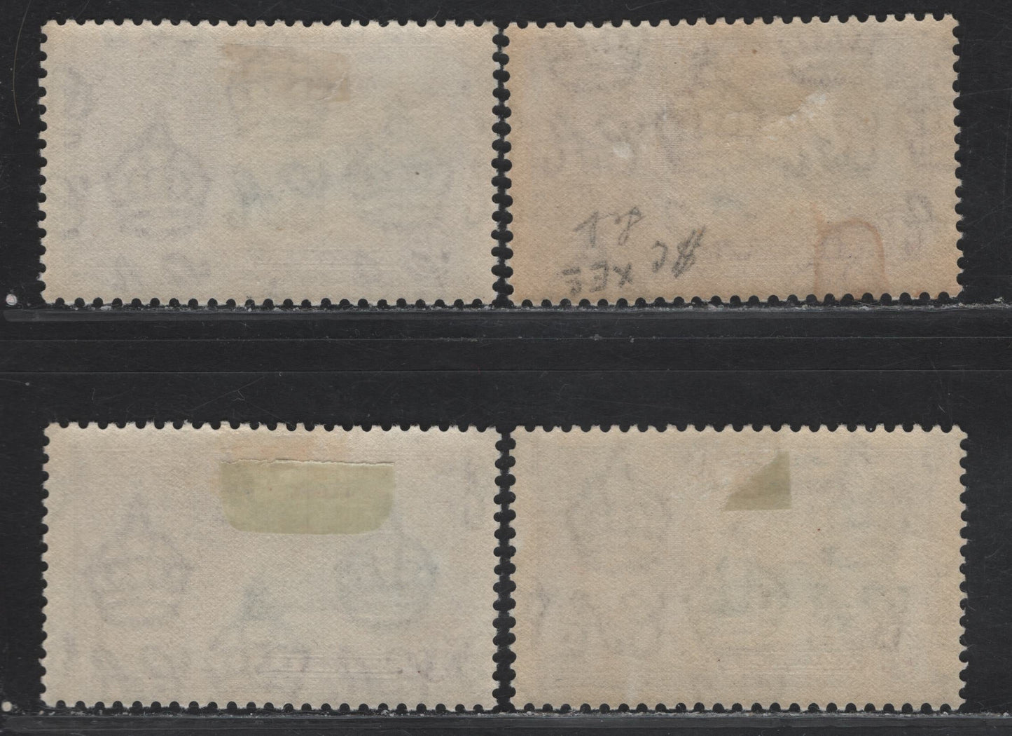 Lot 145 Jamaica SG#117 1/- Slate & Purple KGV & Windsor Castle, 1935 Silver Jubilee Issue, 4 VFOG Singles, Four Different Frame & Vignette Shades
