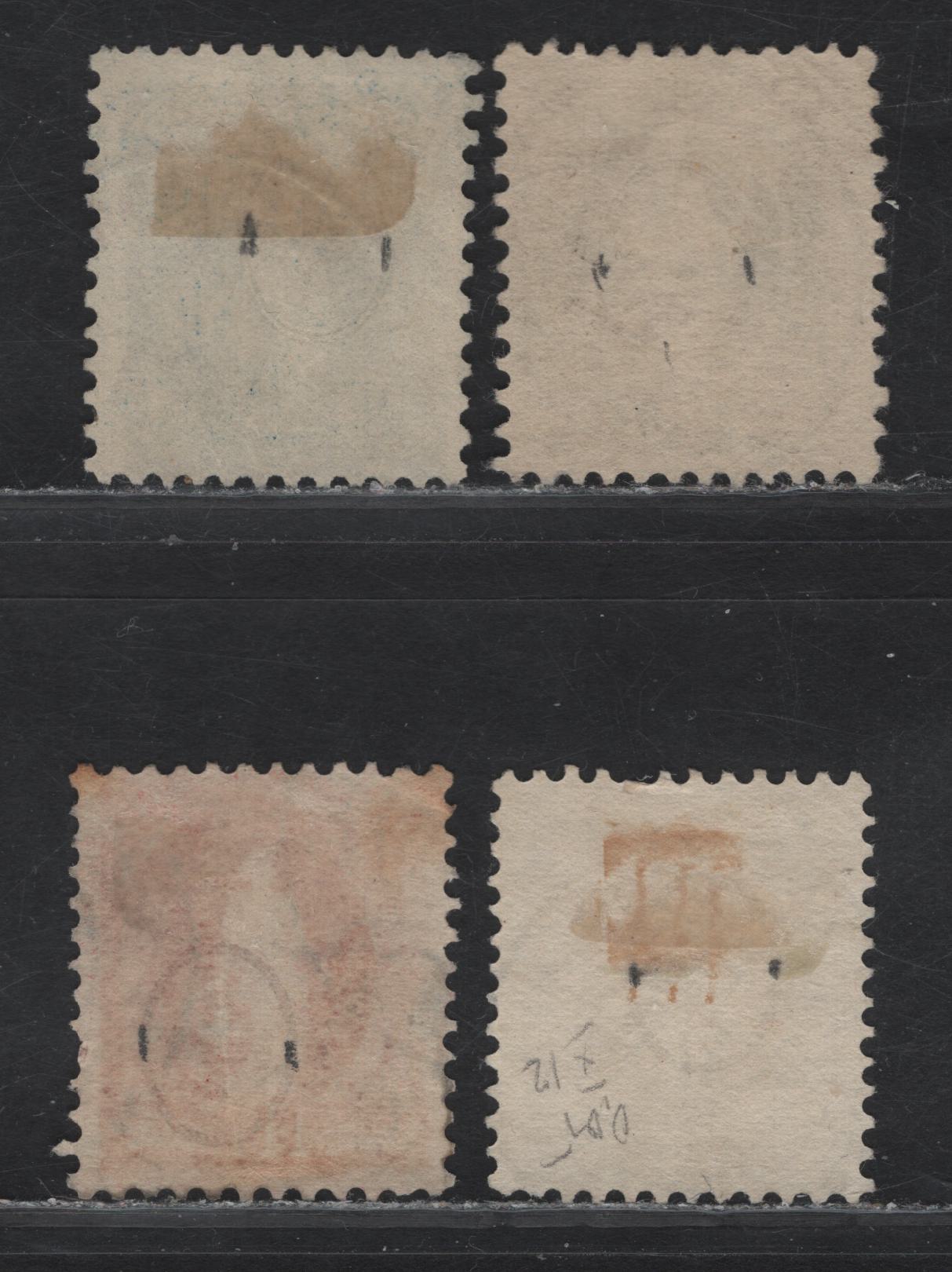 Lot 23 Switzerland SC#84a, 86a, 88b, 97 40c - 3fr Gray - Yellow Brown Helvetia, 1891-1903 Standing Helvetia Issue, 4 Very Good/Fine Used Singles, Perfs 11.5x11 & 11.5x12 (3fr), Wmk 182, Type 1.