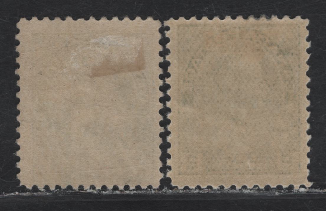 Lot 107 (C) Canada #107, 107a 2c Green & Dark Green King George V, 1911-1925 Admiral Issue, 2 FOG Singles, Wet Printings, Papers ABN-D & ABN-NNN, Retouched Framelines, Perf 12.