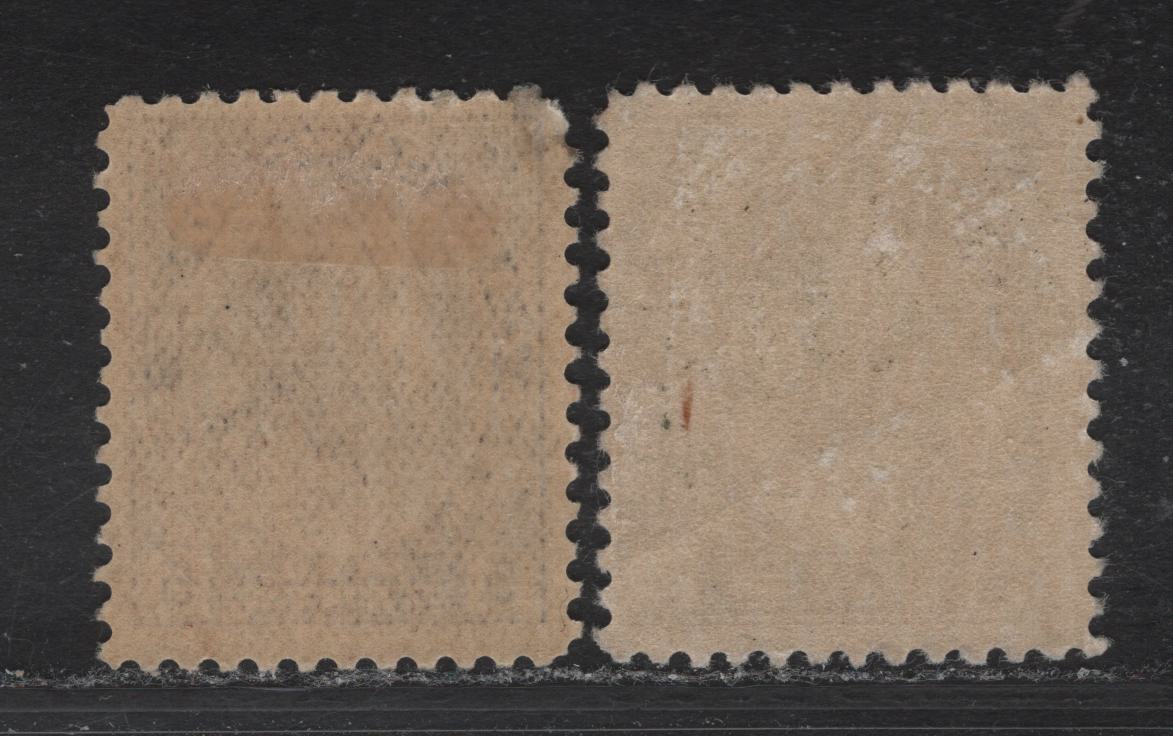 Lot 148 (C) Canada #112a, 112c 5c Blackish Lilac & Deep Rose Lilac King George V, 1911-1925 Admiral Issue, 2 FOG Singles, Wet Printing On Paper ABN-NNN, Dry Printing On paper ABN-J, Redrawn Frameline, Perfs 11.9x12 & 11.9.