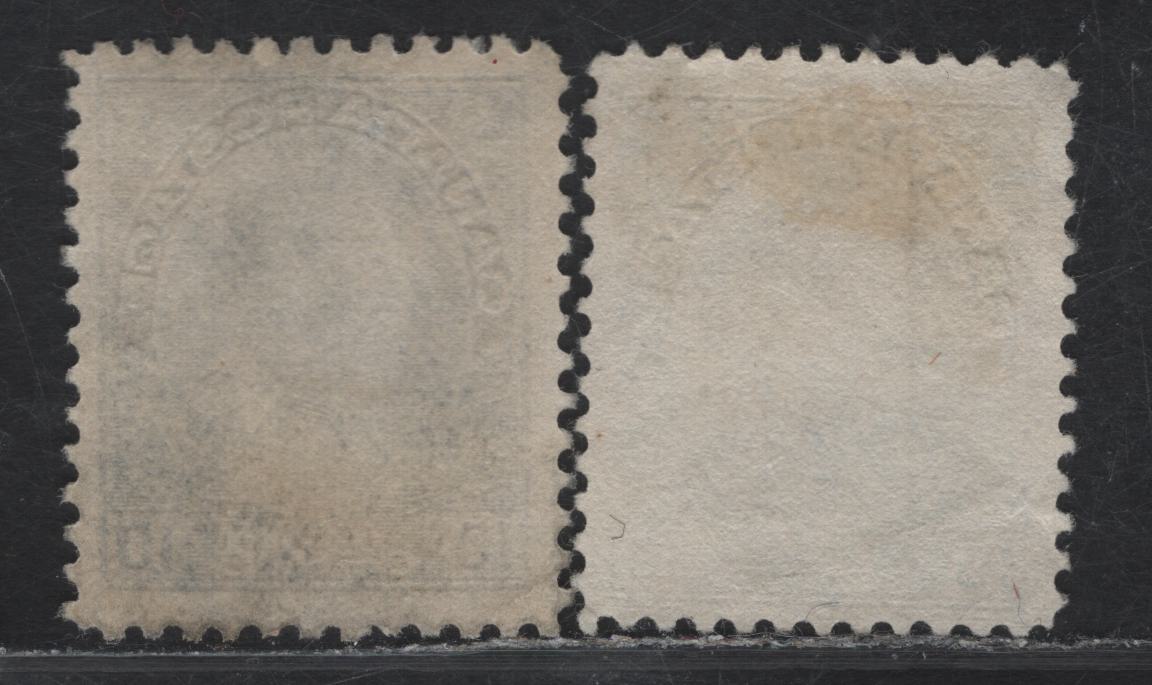 Lot 187 (C) Canada #117a, 117ii 10c Blue & New Blue King George V, 1911-1925 Admiral Issue, 2 Fine/Very Fine Unused Singles, Dry & Wet Printings, Papers ABN-F (Dry) & ABN-E (Wet), Weakly Retouched Frameline, Perfs 11.8x11.95 & 12.