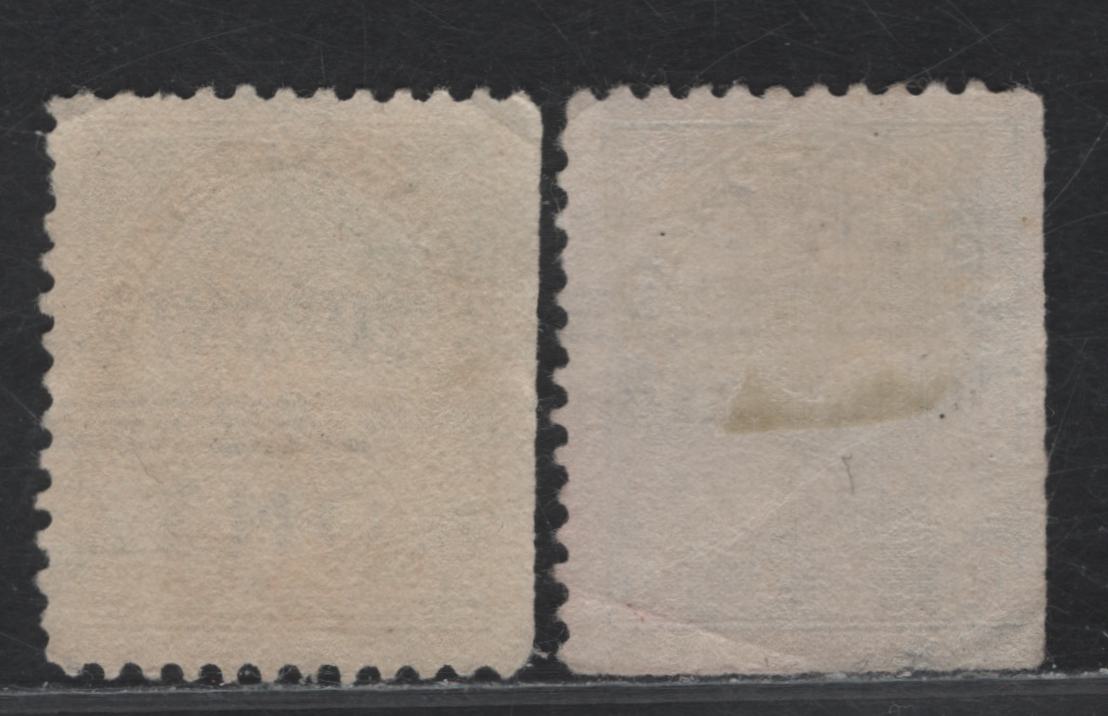 Lot 190 (C) Canada #104xx, 117xx 1c - 10c Dark Green - Deep New Blue King George V, 1911-1925 Admiral Issue, 2 Very Good/Fine Used Singles, Wet Printing, Different Toronto Style 7 Precancel Varieties