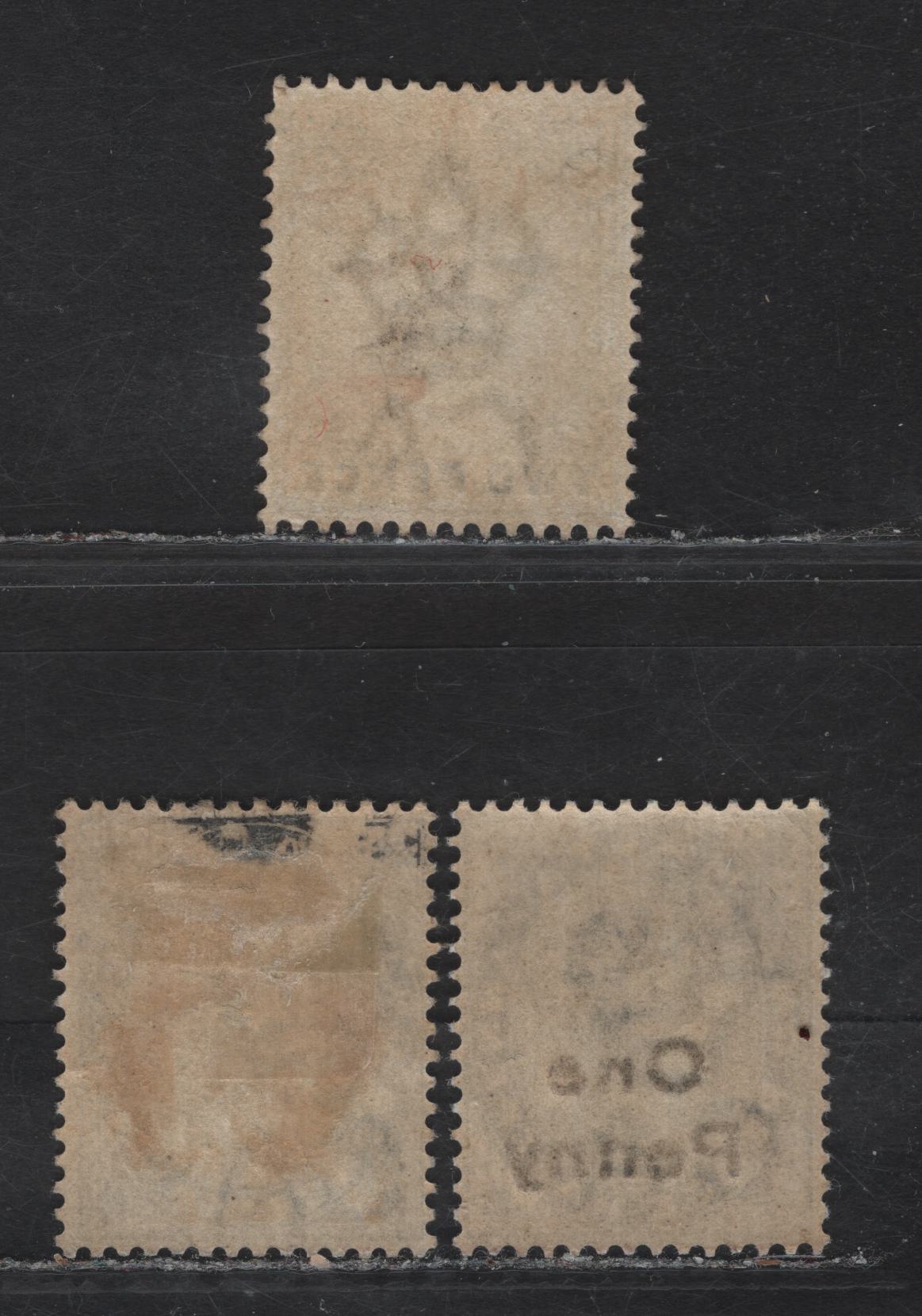 Lot 314 Malta (C) SG#23-24, 36 2d - 1d on 2.5d Gray - Dull Blue Queen Victoria, 1885-1902 Queen Victoria Issue, 3 F/VFOG Singles, Crown CA Wmk
