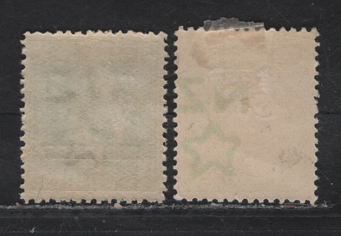 Lot 322 New Zealand (C) SG#452, D27 1/2d Yellow Green - Yellow & Carmine Numeral - King George V, 1915-1925 War Tax - Postage Dues, 2 FOG/VFNH Singles