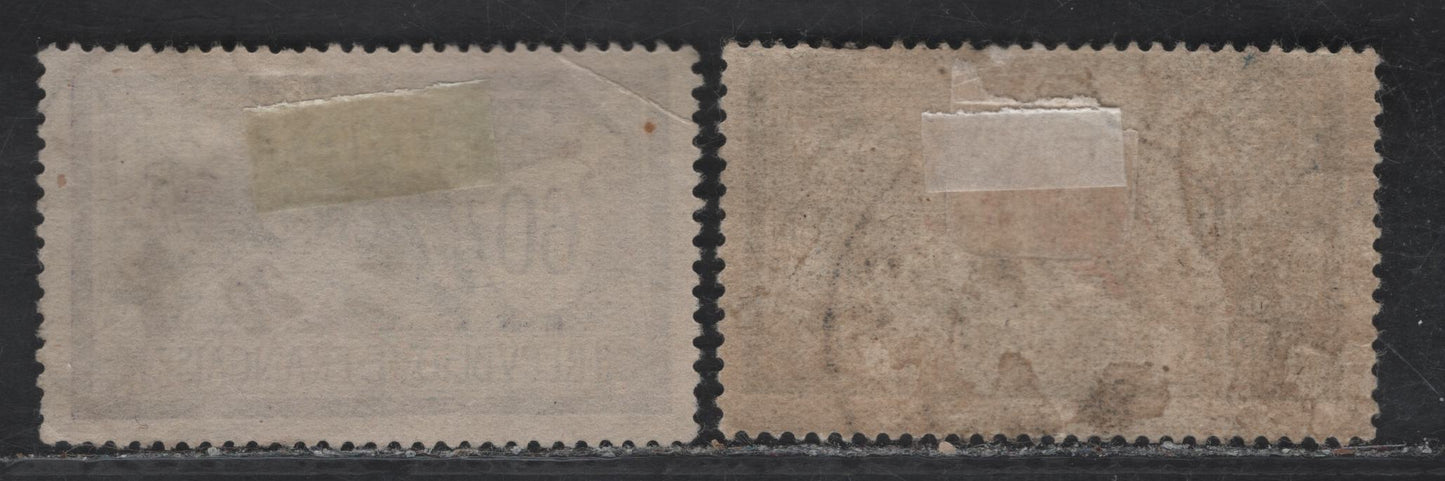 Lot 345 France SC#124, 131 60c - 10fr Violet & Ultramarine - Green & Red Liberty & Peace, 1900-1929 Liberty & Peace Issue, 2 Fine/Very Fine Used Singles