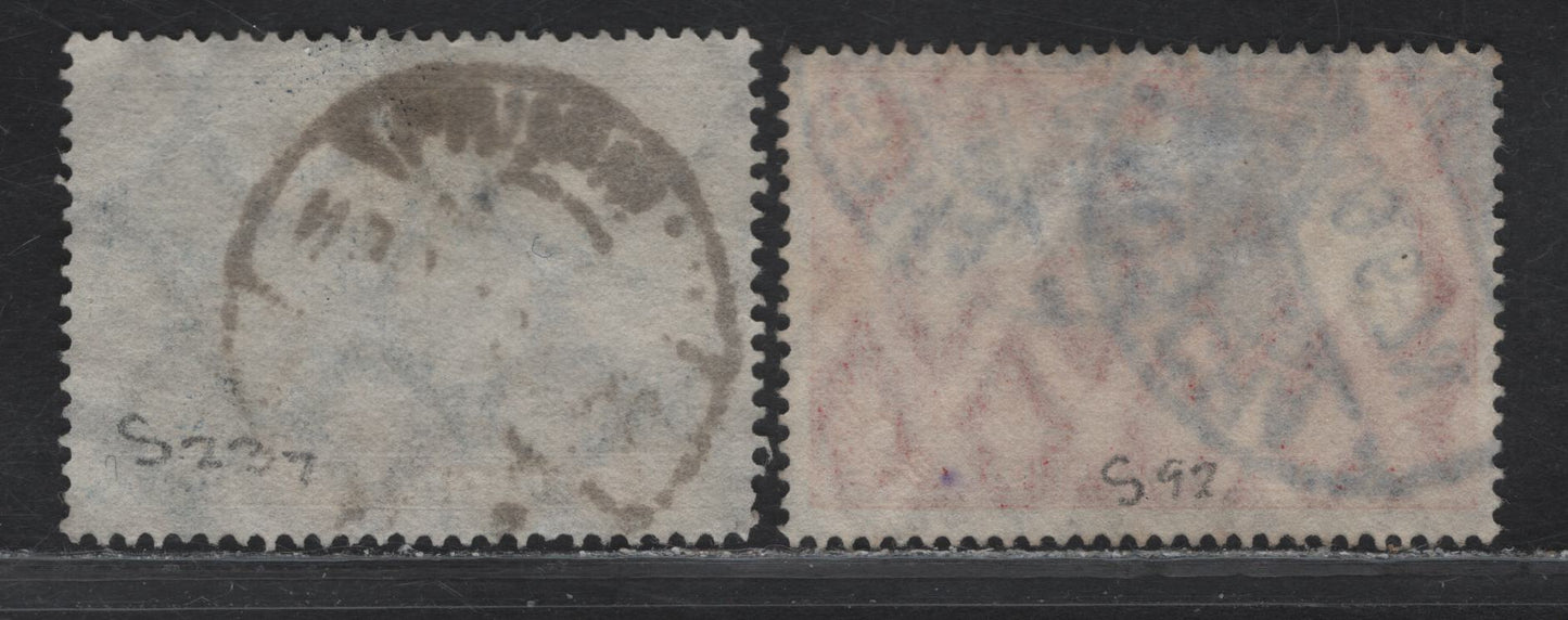 Lot 352 Germany (C) SC#92b, 237 1m - 5000m Carmine Red - Deep Blue Germania - Warburg Castle, 1905-1919 Germania - Warburg Castle Issues, 2 Very Fine Used Singles
