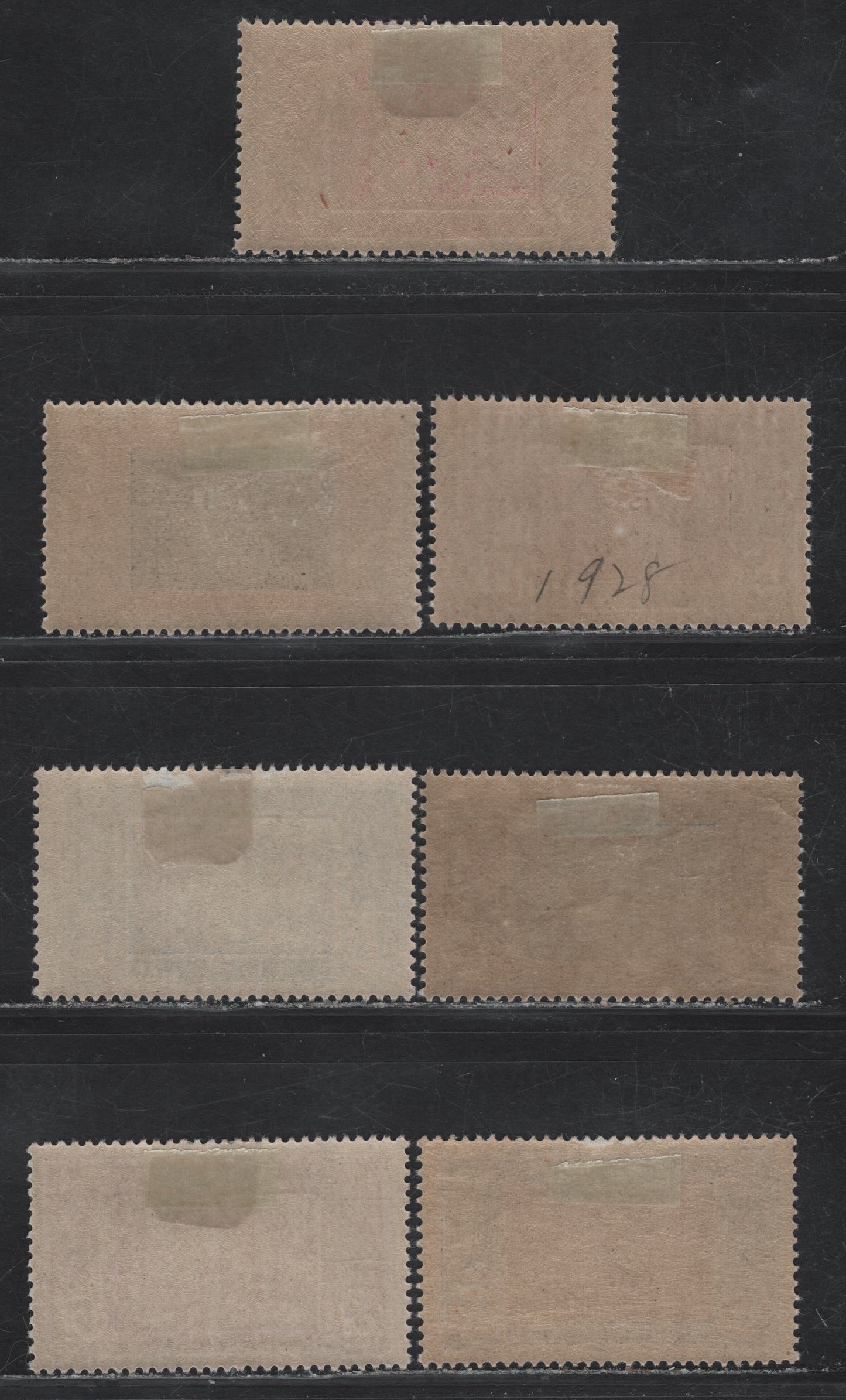 Lot 361 Ivory Coast SC#70-73, 75-77 90c - 5fr Brown & Red Rose - Dark Blue & Chocolate River Scene, 1913-1935 River Scene Keyplate Issue, 7 F/VFOG Singles